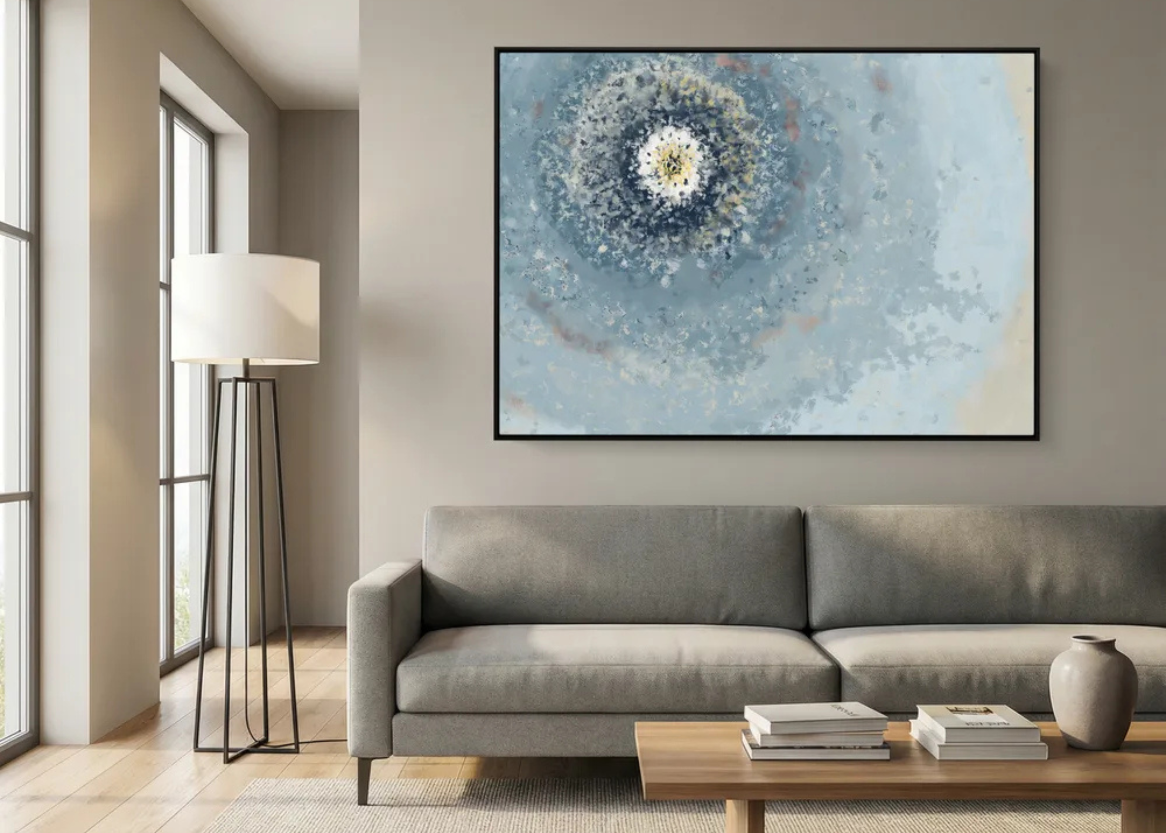 Resonant Emergence | Framed Canvas Print | Abstract Blue Wall Art