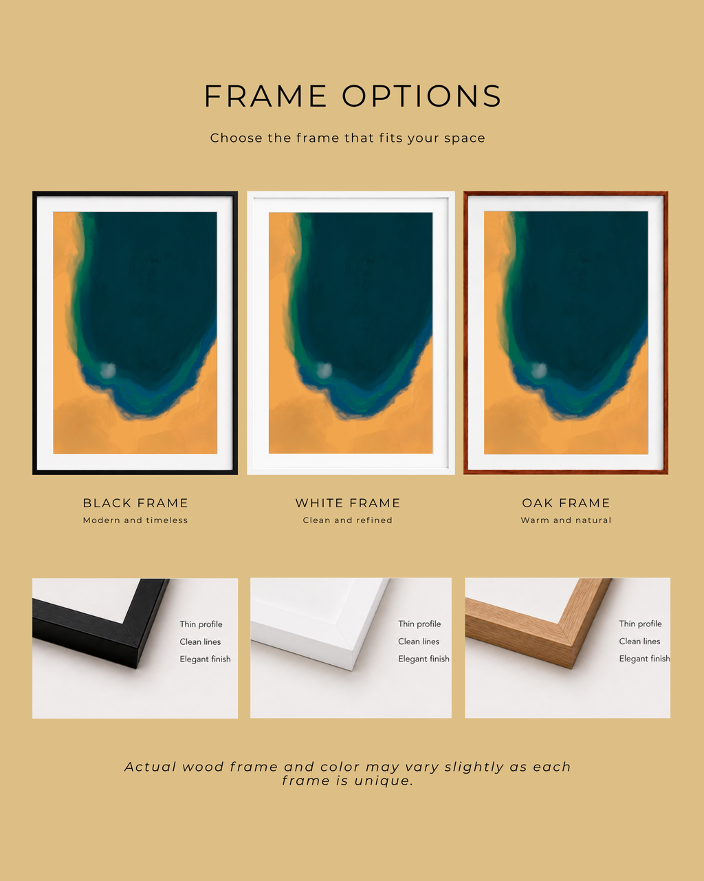 Silent Core — Ember | Framed Canvas | Contemporary Abstract Wall Art | Blue and Ochre Artwork | Premium Framed Canvas