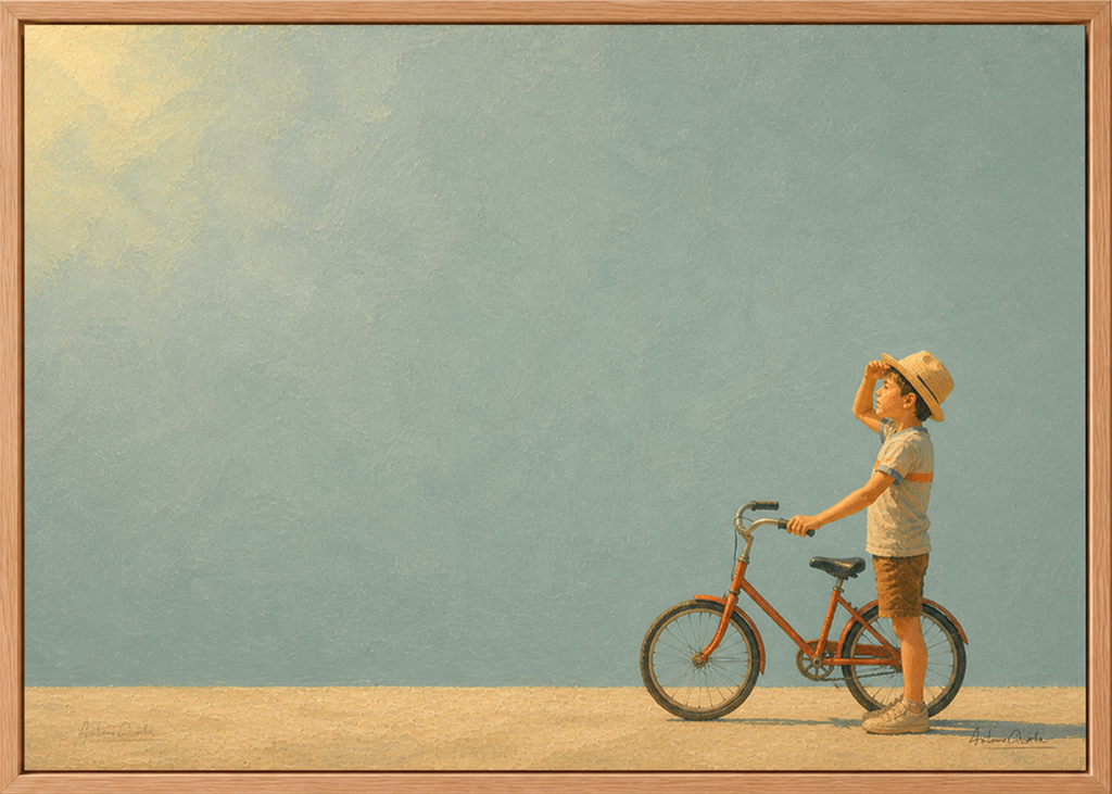 Childhood Memories V | Framed Canvas | Minimalist Child Wall Art | Nostalgic Artwork