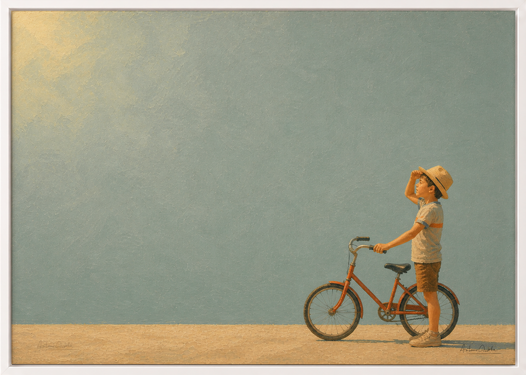 Childhood Memories V | Framed Canvas | Minimalist Child Wall Art | Nostalgic Artwork