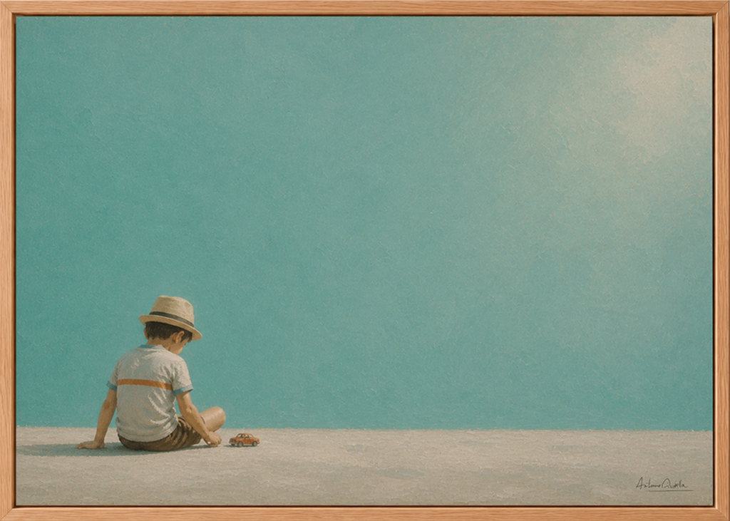 Childhood Memories IV | Framed Canvas | Minimalist Child Wall Art | Nostalgic Artwork