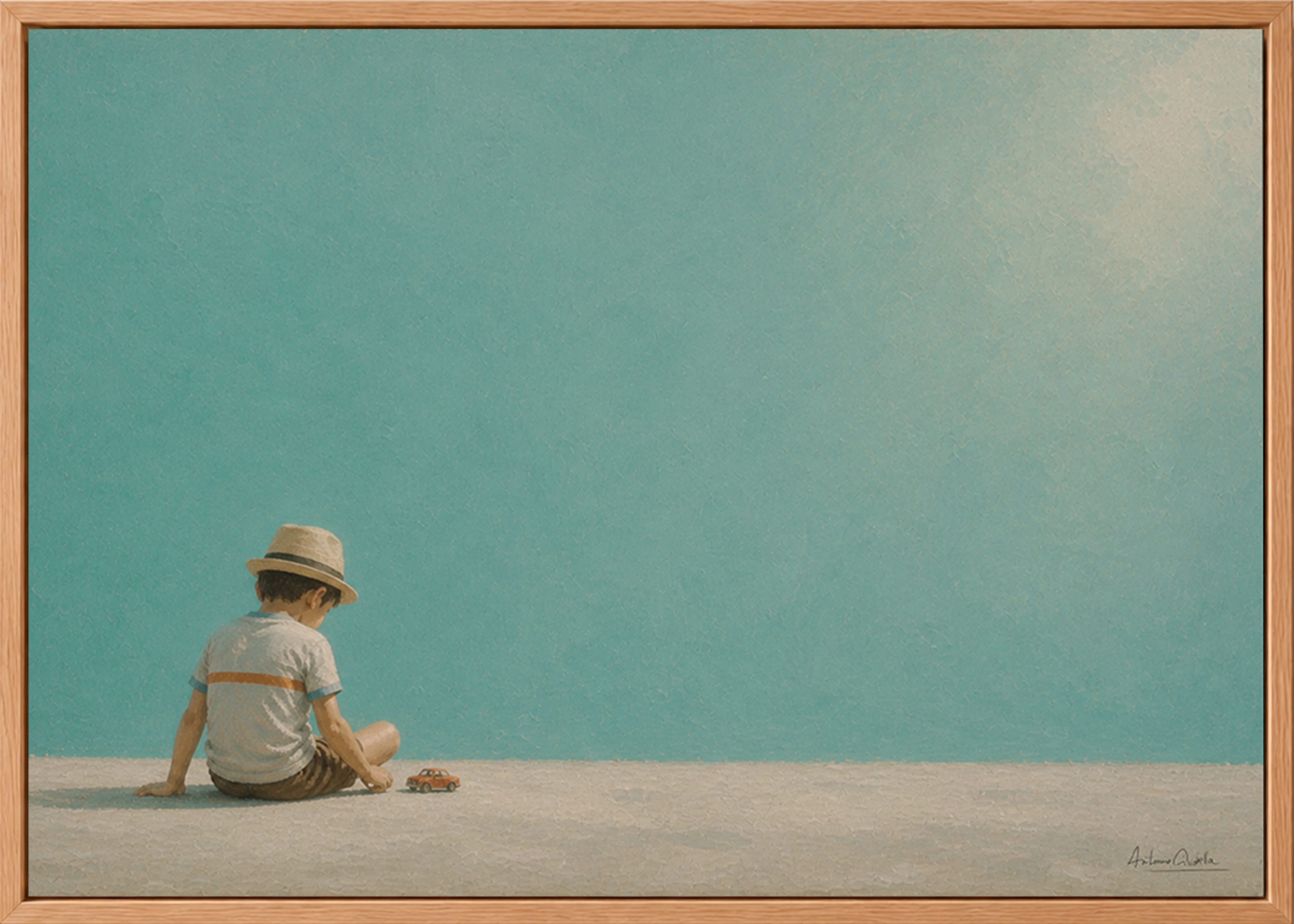 Childhood Memories IV | Framed Canvas | Minimalist Child Wall Art | Nostalgic Artwork