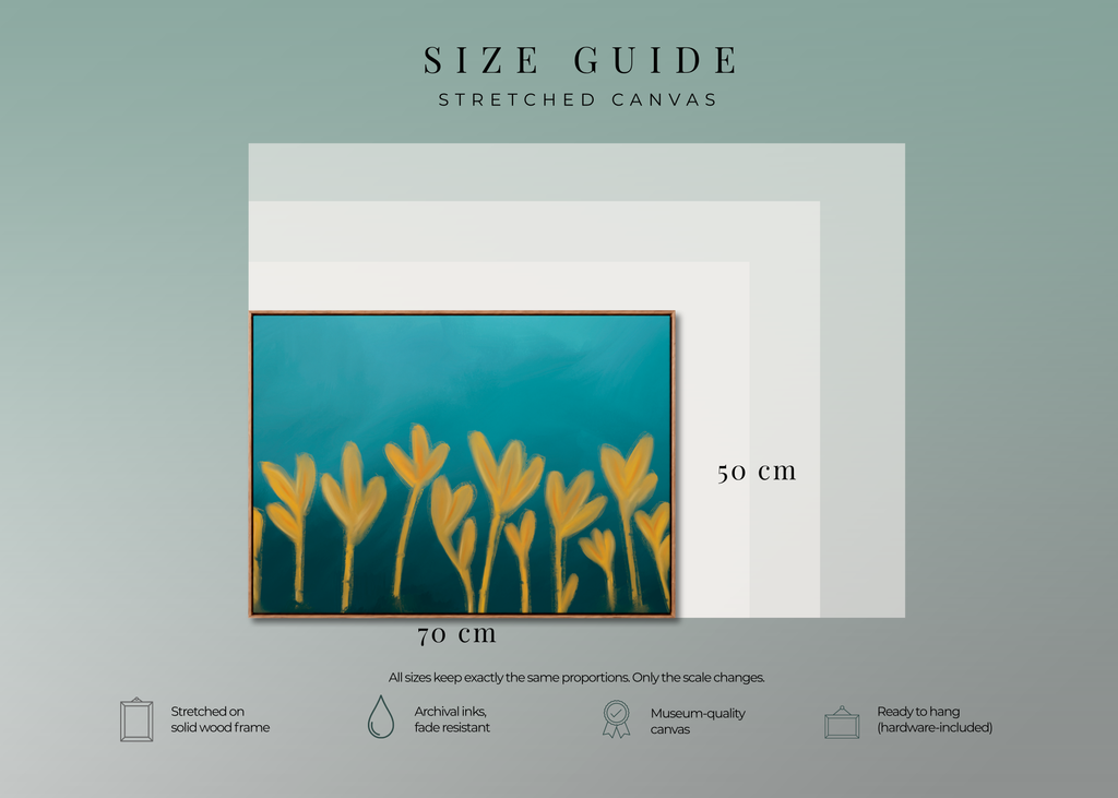 Forms Rising | Framed Canvas Print | Abstract Blue & Gold Wall Art