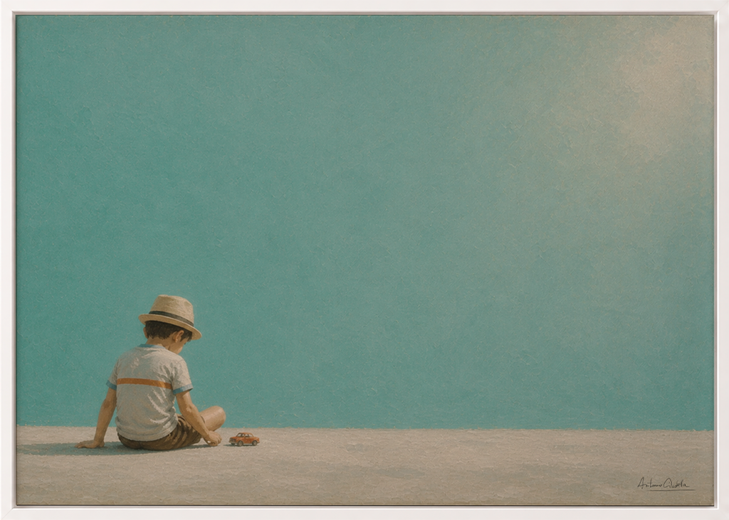 Childhood Memories IV | Framed Canvas | Minimalist Child Wall Art | Nostalgic Artwork