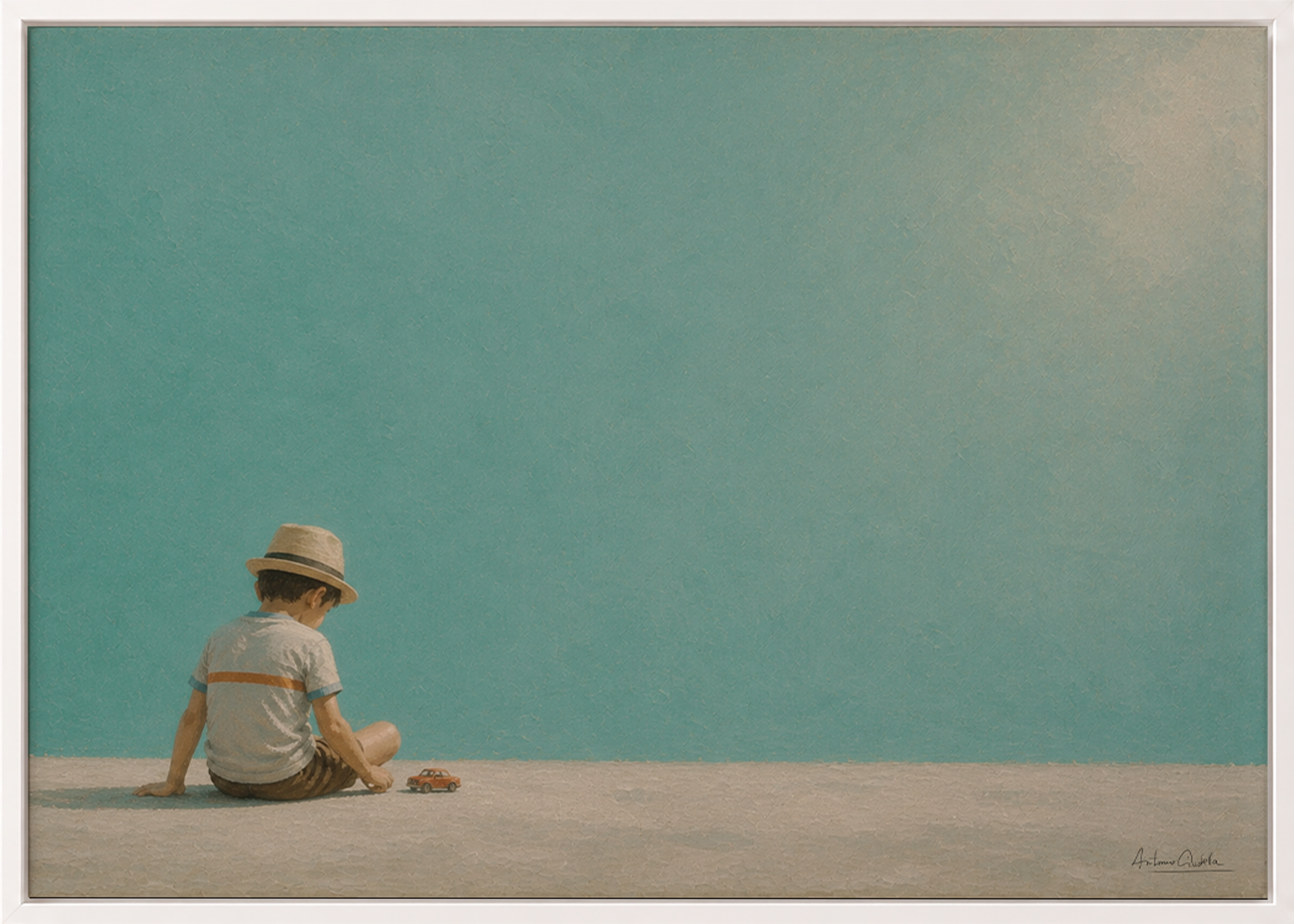 Childhood Memories IV | Framed Canvas | Minimalist Child Wall Art | Nostalgic Artwork