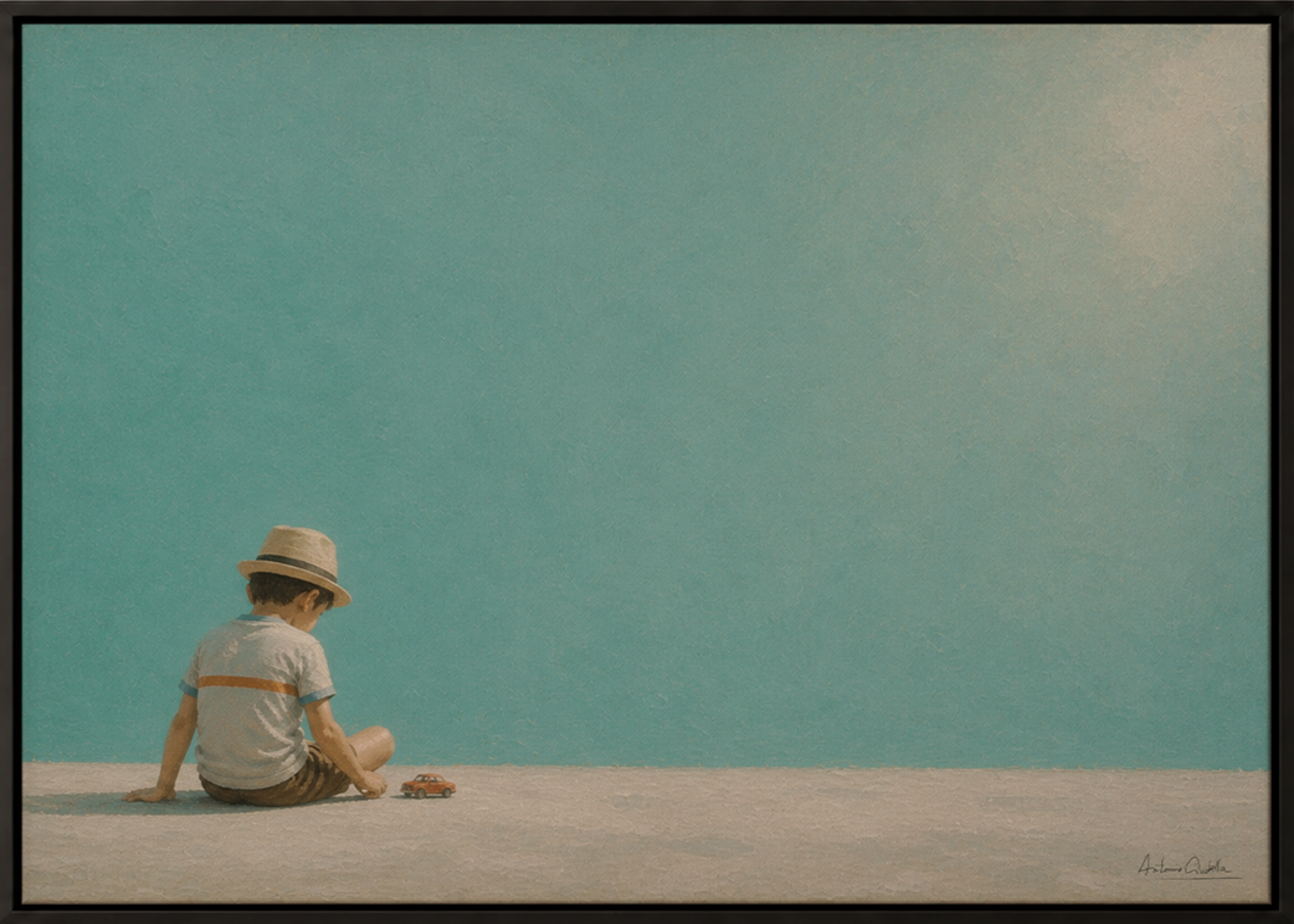 Childhood Memories IV | Framed Canvas | Minimalist Child Wall Art | Nostalgic Artwork