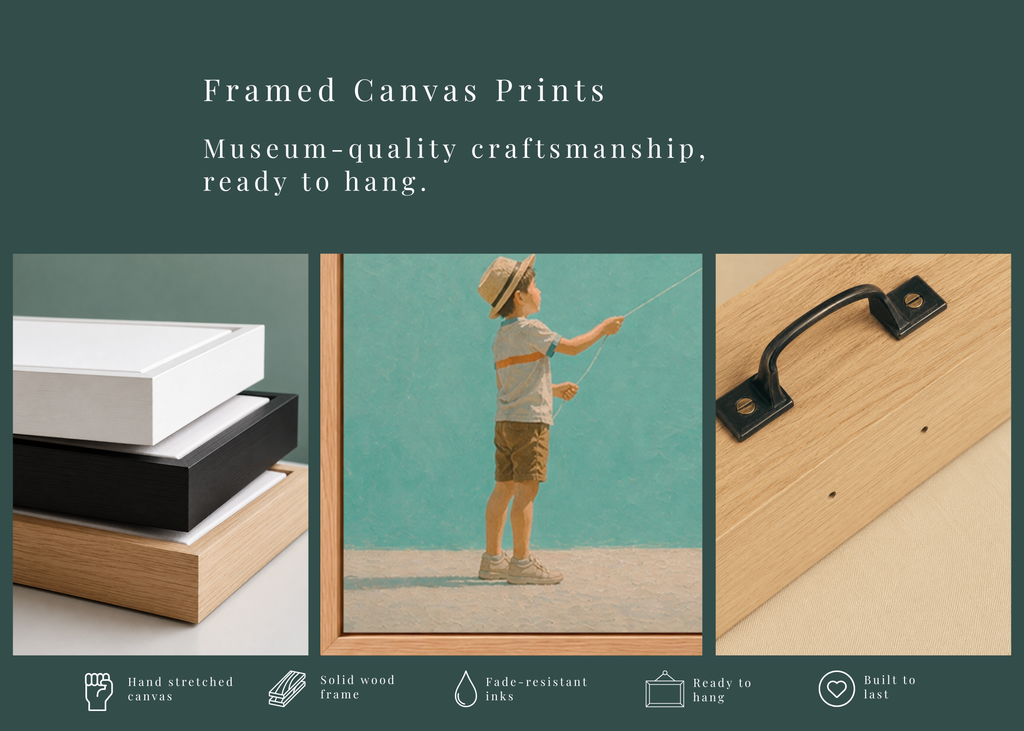Childhood Memories III | Framed Canvas | Minimalist Child Wall Art | Nostalgic Artwork