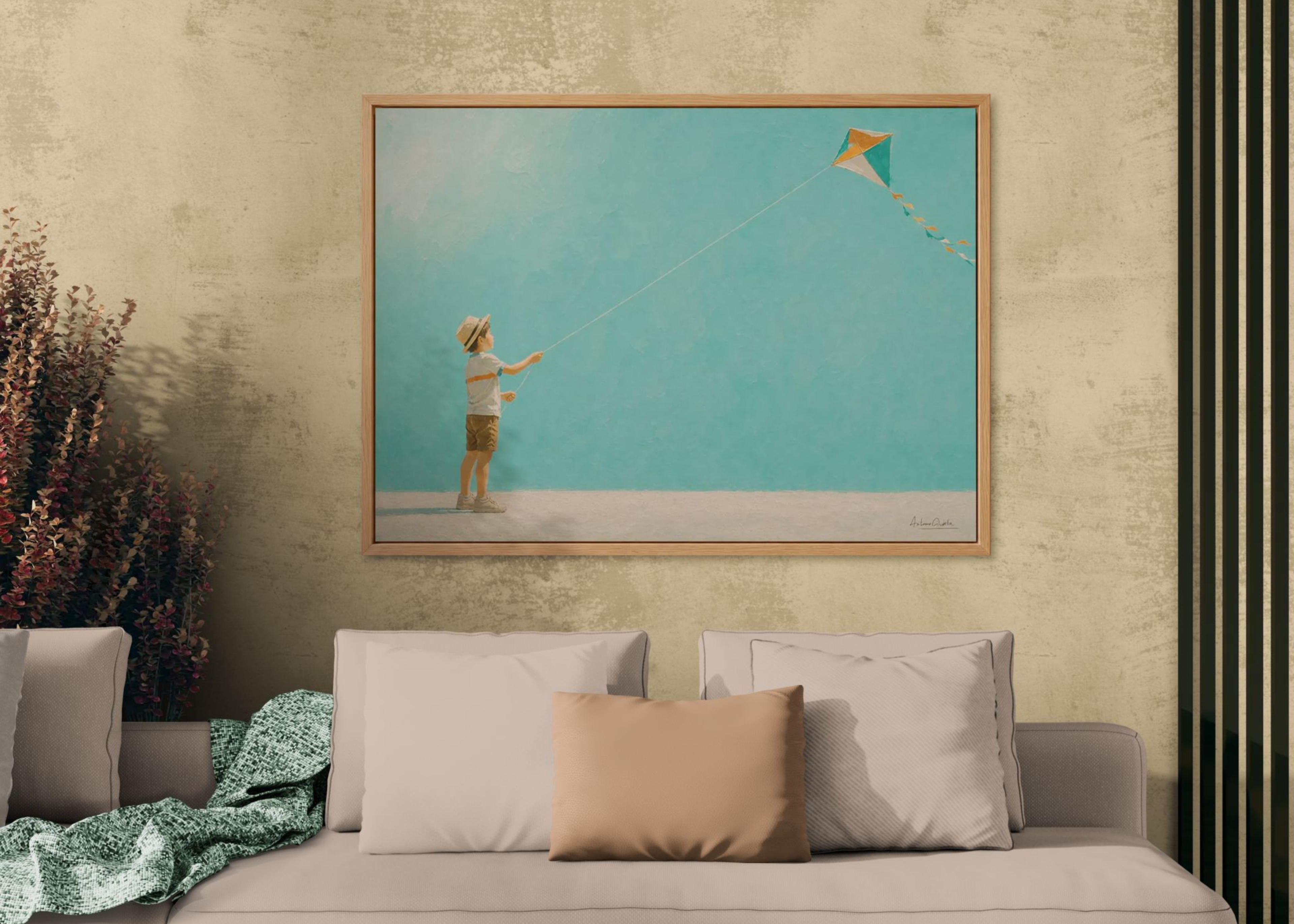 Childhood Memories III | Framed Canvas | Minimalist Child Wall Art | Nostalgic Artwork