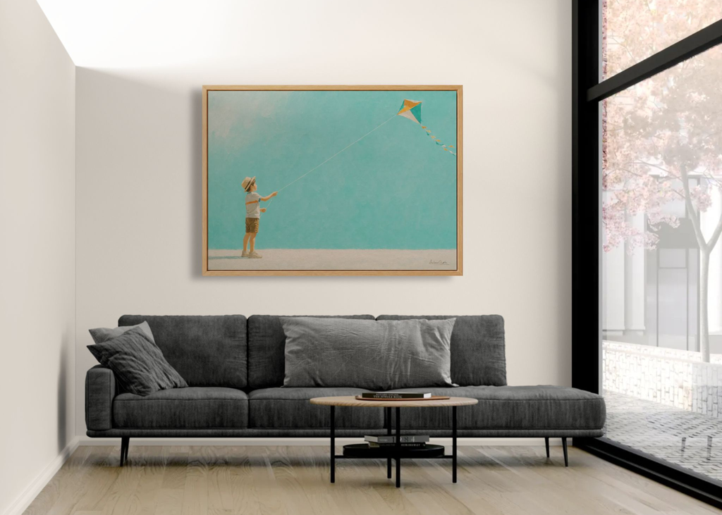 Childhood Memories III | Framed Canvas | Minimalist Child Wall Art | Nostalgic Artwork