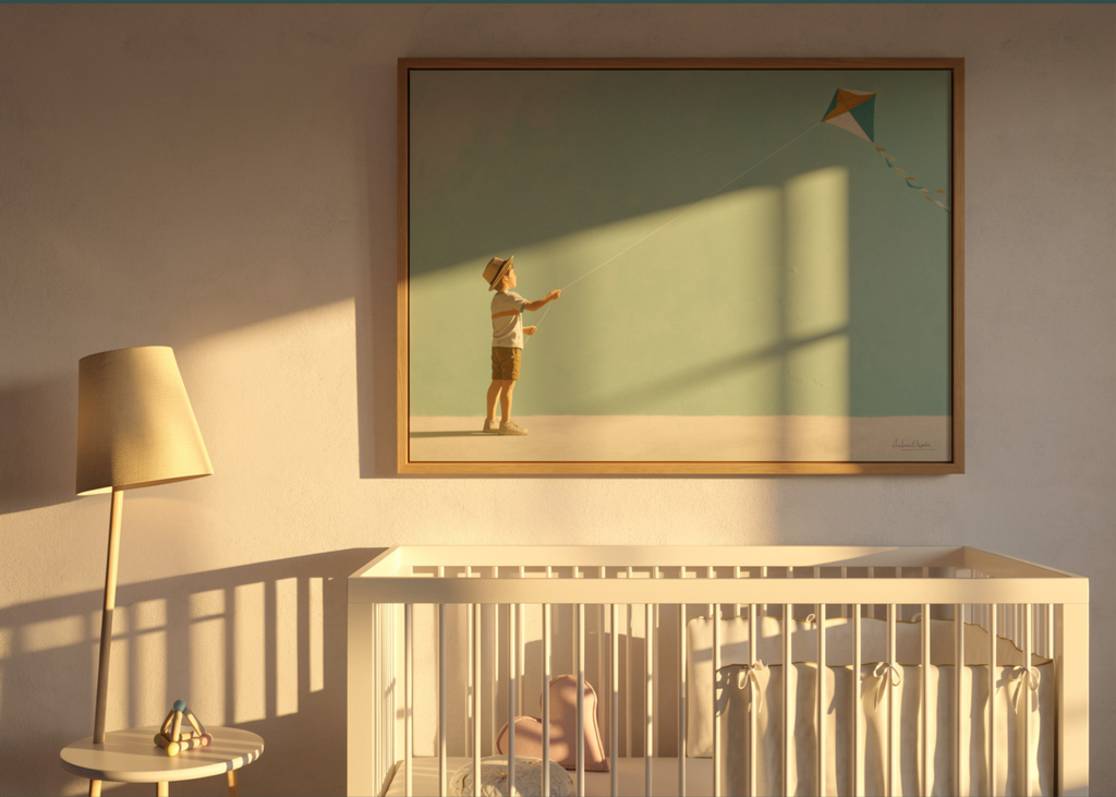 Childhood Memories III | Framed Canvas | Minimalist Child Wall Art | Nostalgic Artwork