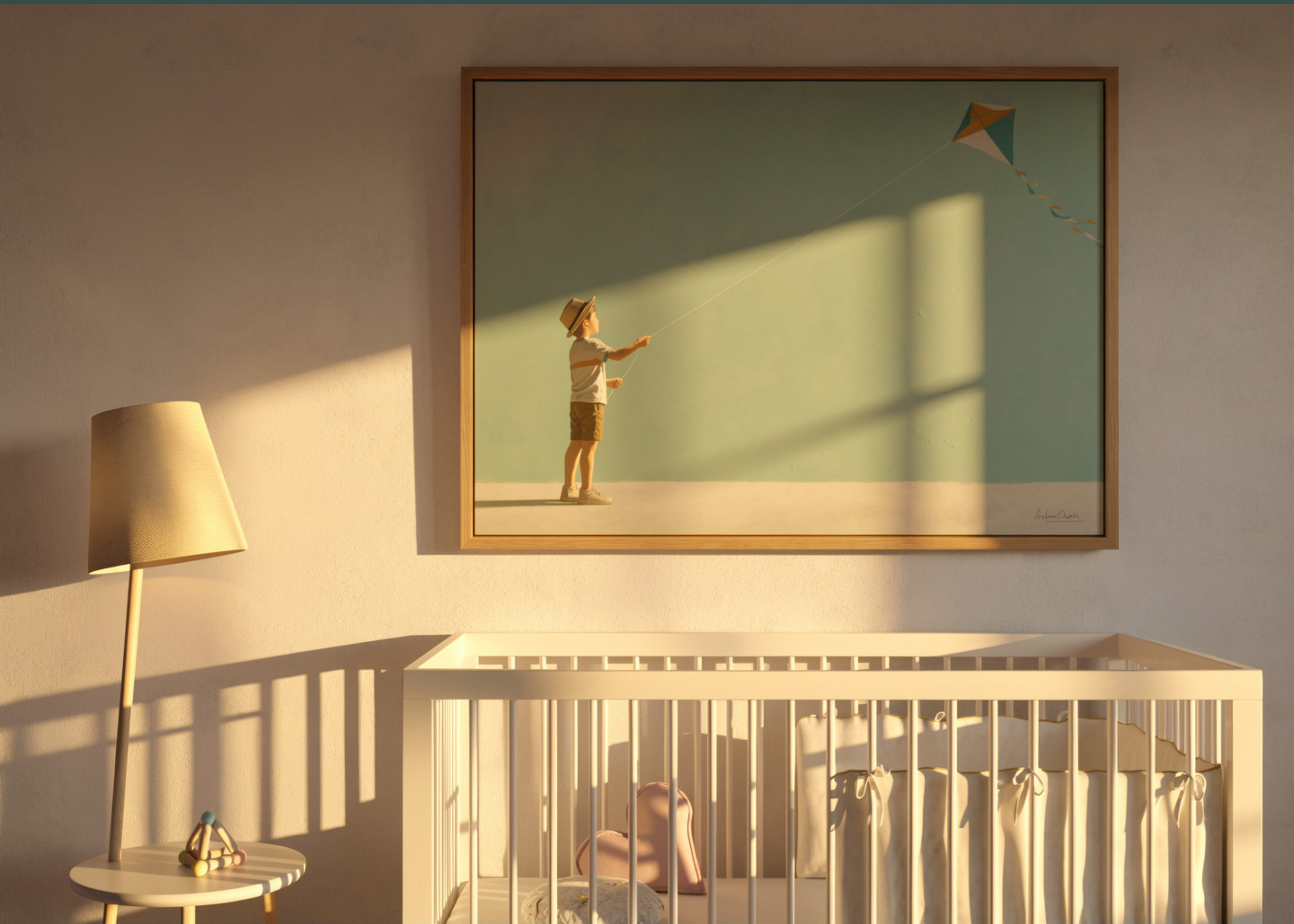 Childhood Memories III | Framed Canvas | Minimalist Child Wall Art | Nostalgic Artwork