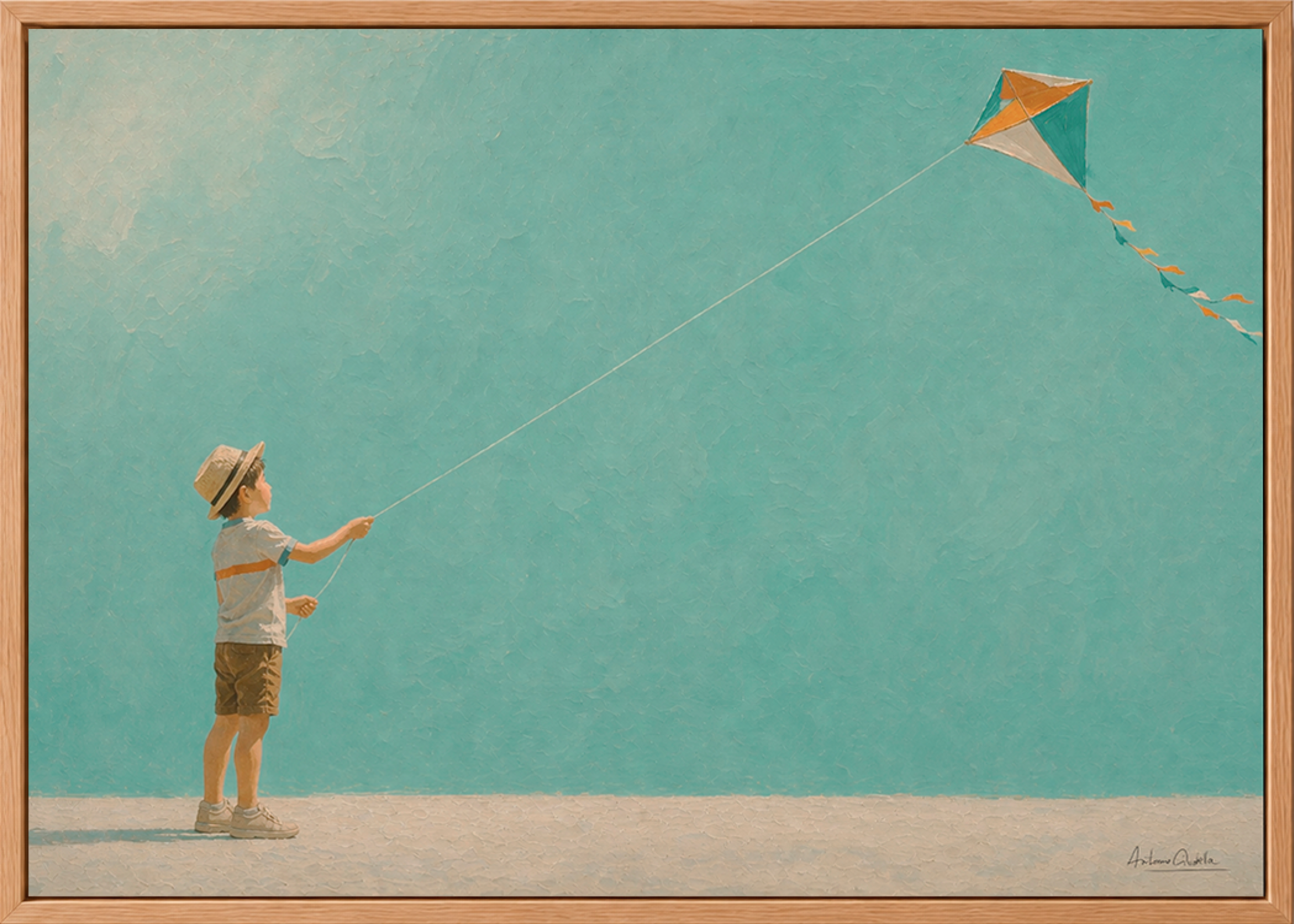 Childhood Memories III | Framed Canvas | Minimalist Child Wall Art | Nostalgic Artwork