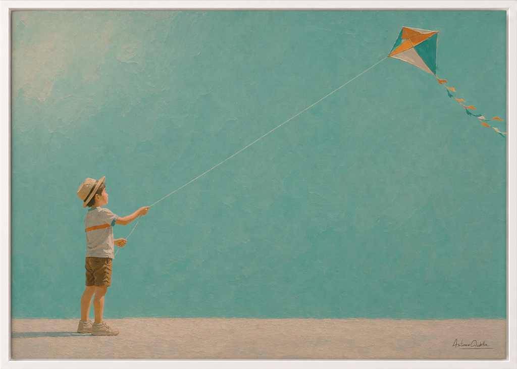 Childhood Memories III | Framed Canvas | Minimalist Child Wall Art | Nostalgic Artwork