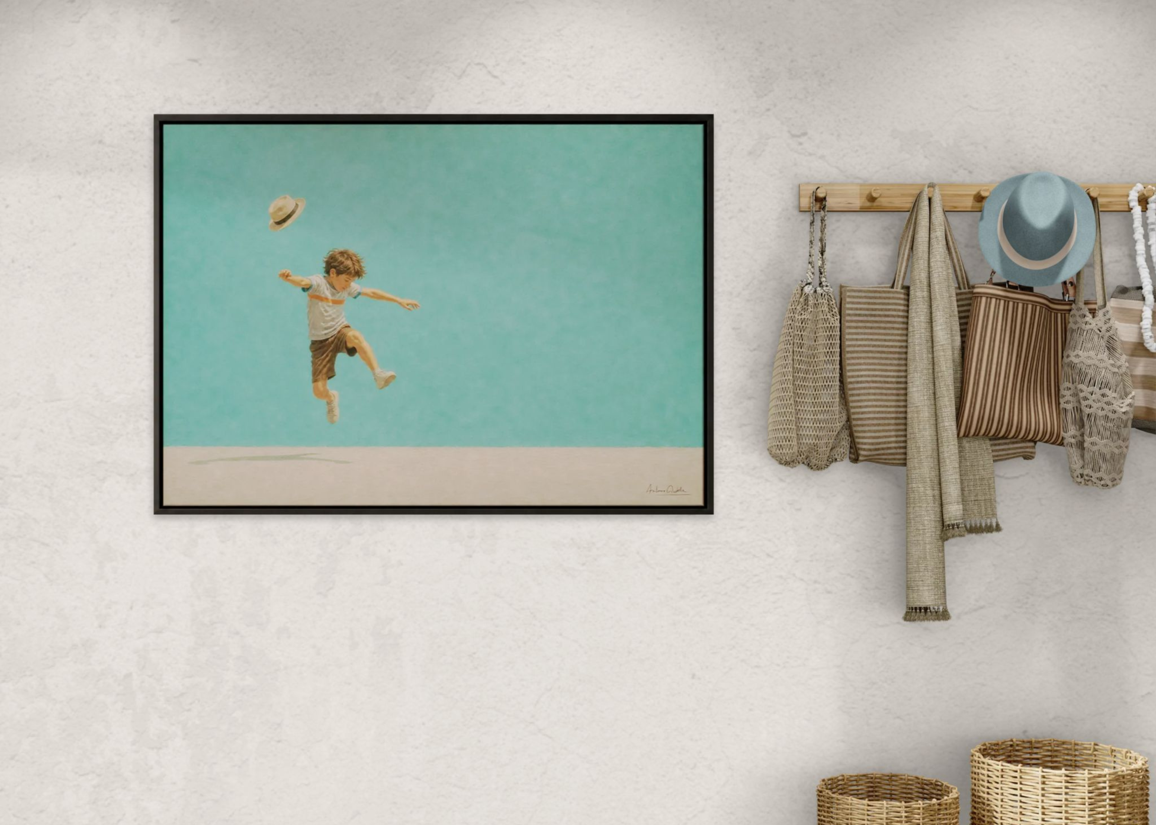 Childhood Memories VI | Framed Canvas | Minimalist Child Wall Art | Nostalgic Artwork