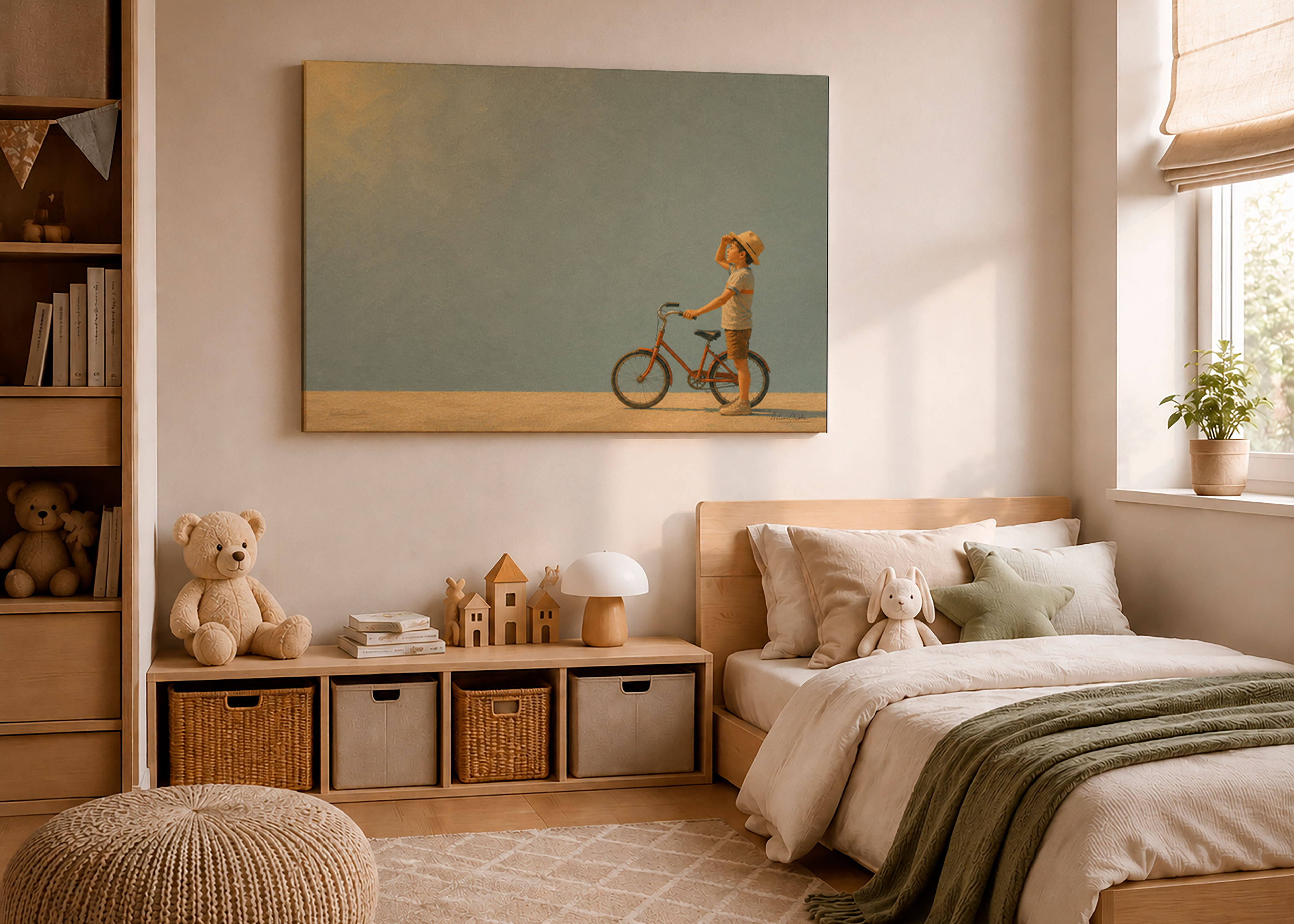 Childhood Memories V | Canvas Print | Stretched Canvas | Minimalist Wall Art | Nostalgic Child Artwork | Museum-Quality Giclée Canvas