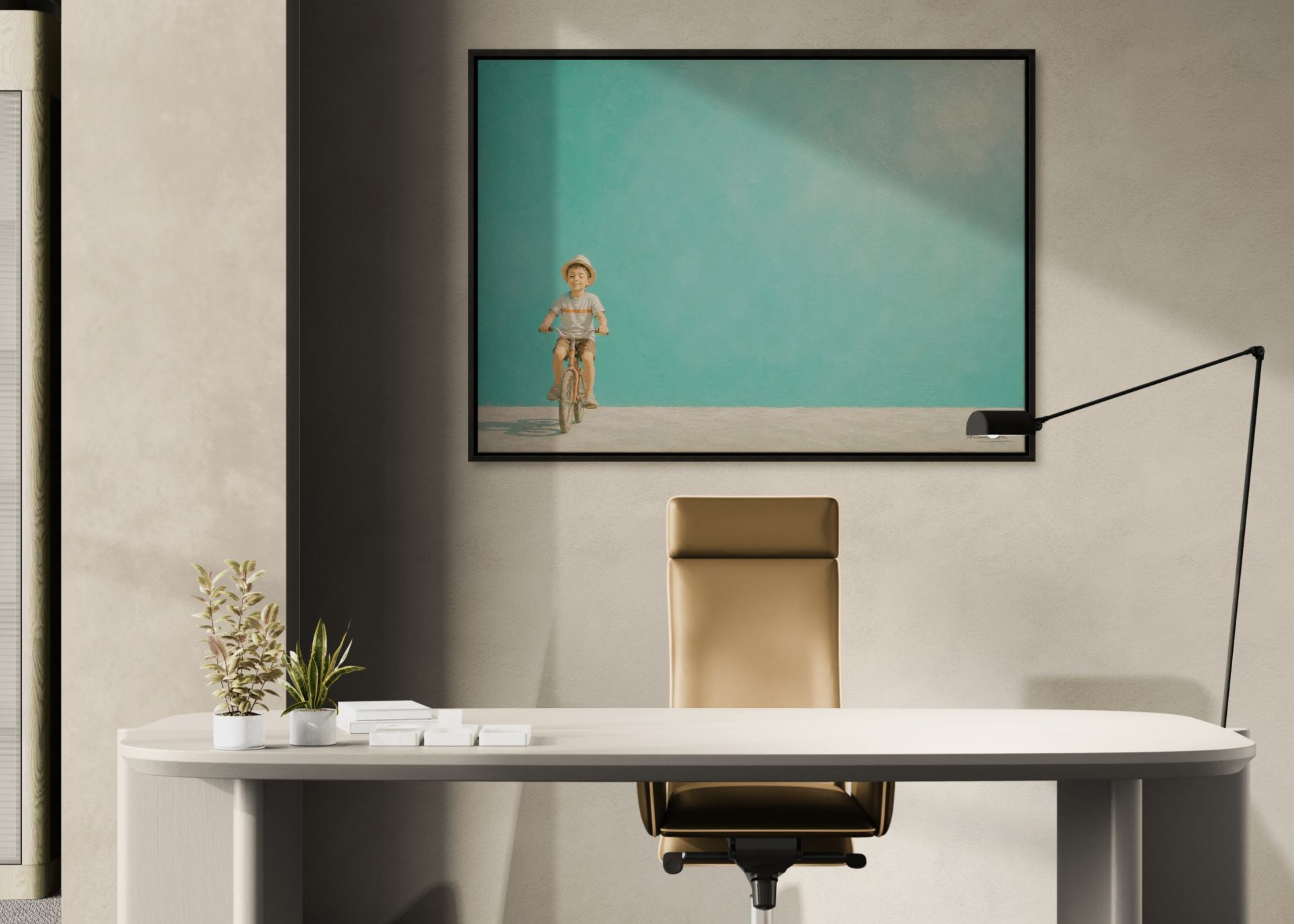 Childhood Memories II | Framed Canvas | Minimalist Child Wall Art | Nostalgic Artwork