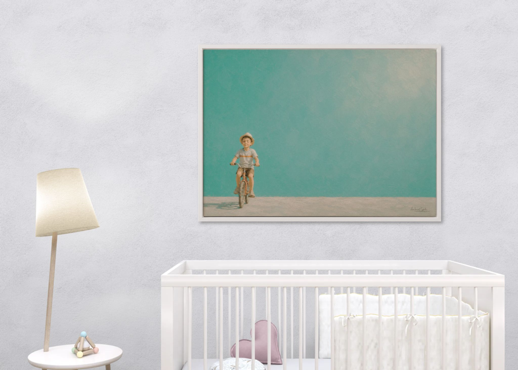 Childhood Memories II | Framed Canvas | Minimalist Child Wall Art | Nostalgic Artwork