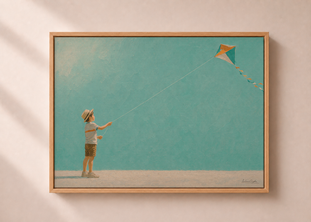 Childhood Memories III | Framed Canvas | Minimalist Child Wall Art | Nostalgic Artwork