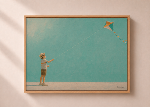 Childhood Memories III | Framed Canvas | Minimalist Child Wall Art | Nostalgic Artwork