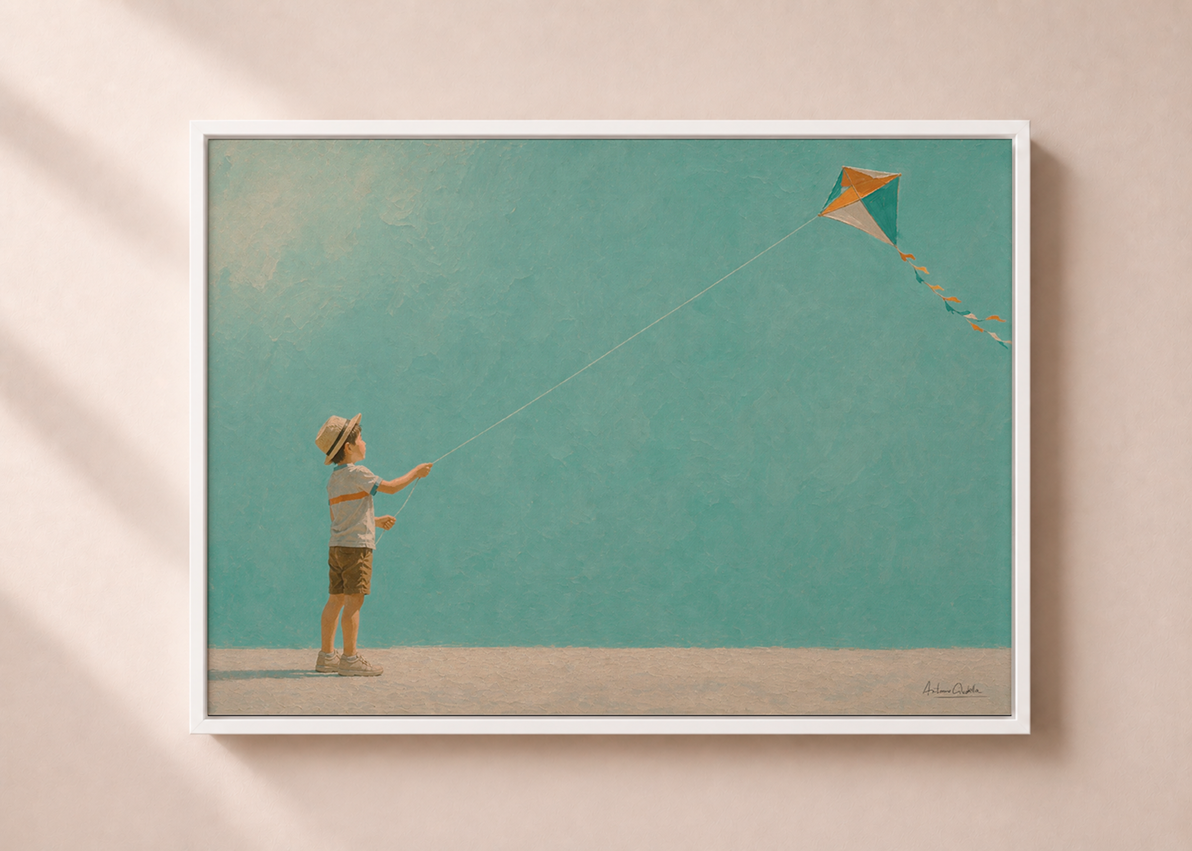 Childhood Memories III | Framed Canvas | Minimalist Child Wall Art | Nostalgic Artwork