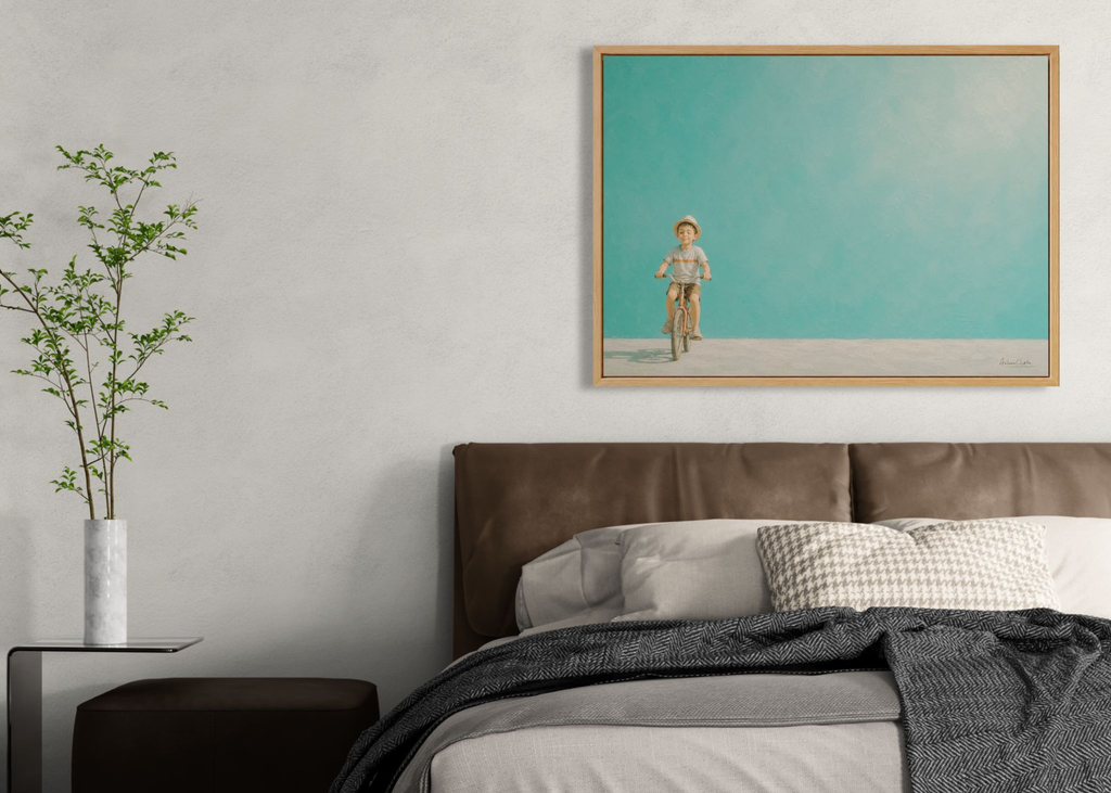 Childhood Memories II | Framed Canvas | Minimalist Child Wall Art | Nostalgic Artwork