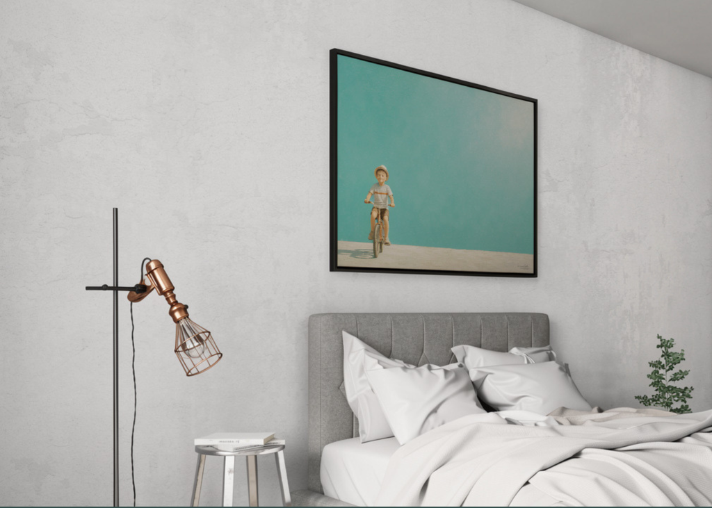 Childhood Memories II | Framed Canvas | Minimalist Child Wall Art | Nostalgic Artwork