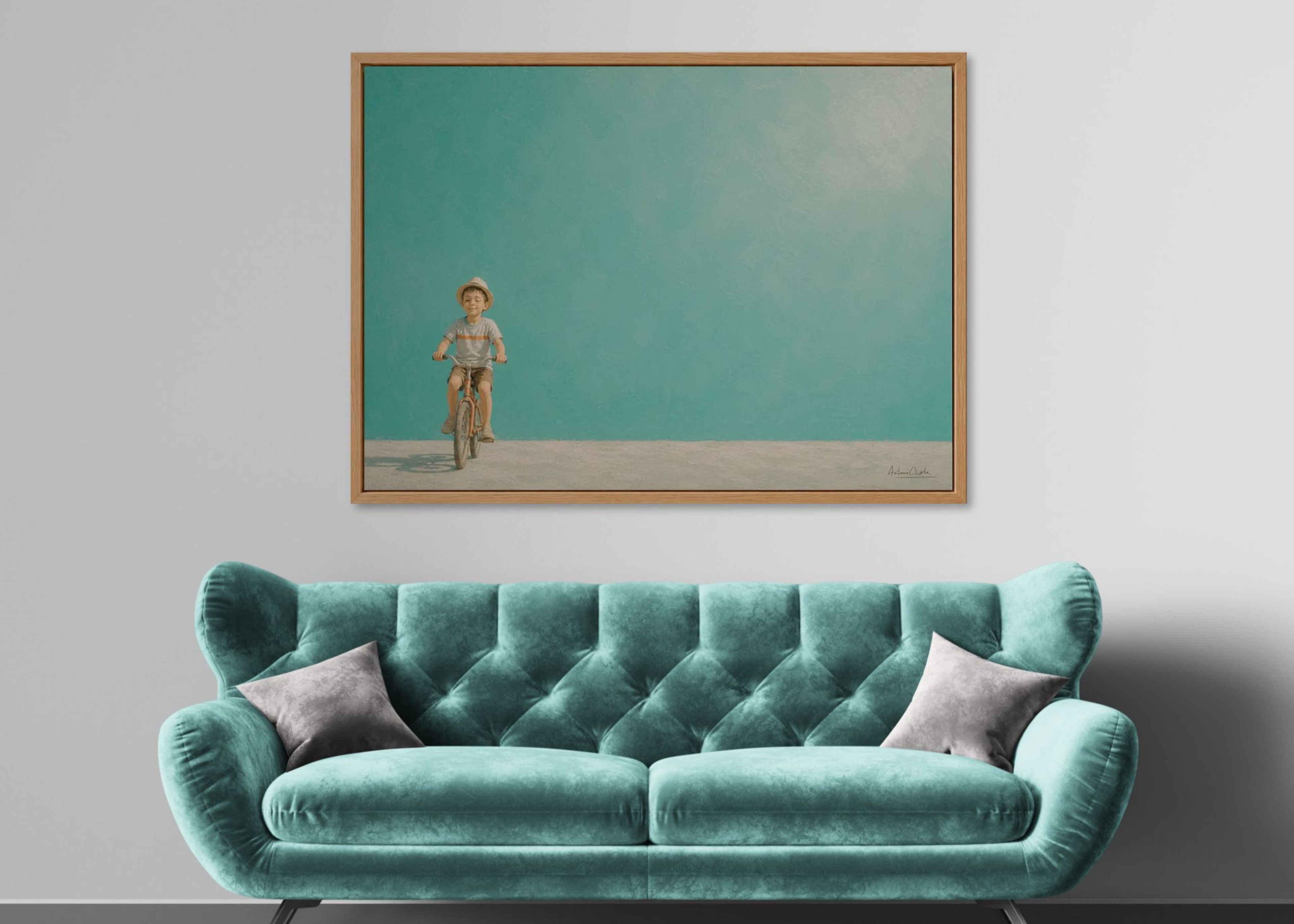 Childhood Memories II | Framed Canvas | Minimalist Child Wall Art | Nostalgic Artwork
