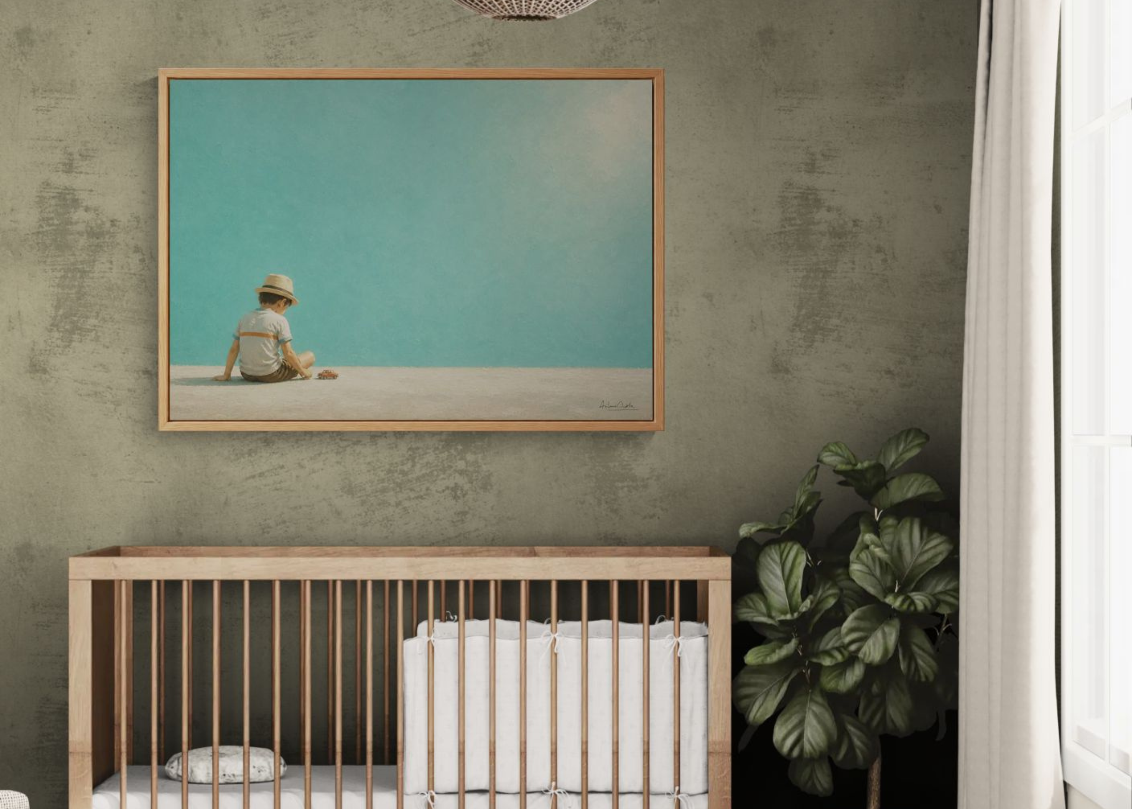 Childhood Memories IV | Framed Canvas | Minimalist Child Wall Art | Nostalgic Artwork
