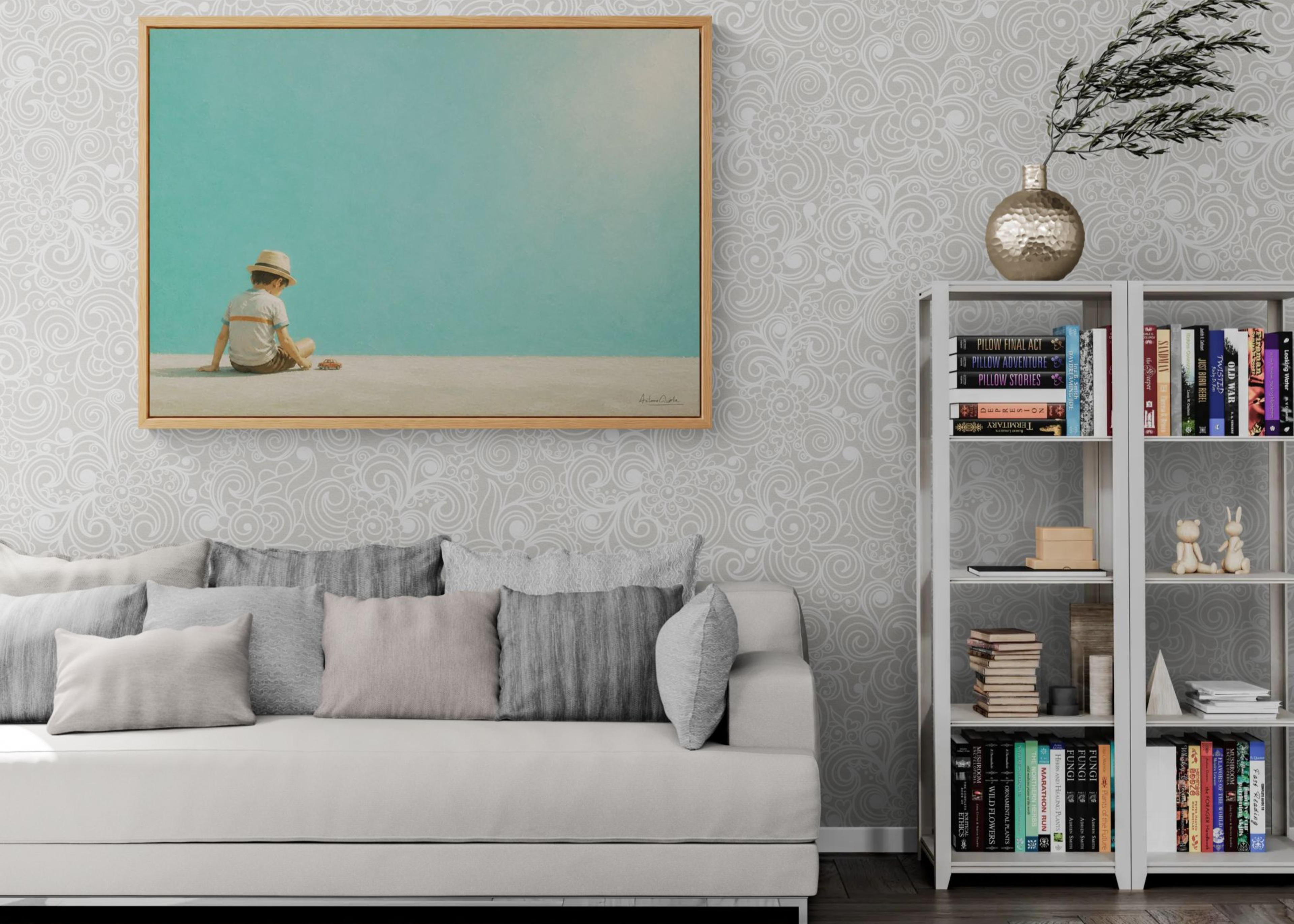 Childhood Memories IV | Framed Canvas | Minimalist Child Wall Art | Nostalgic Artwork