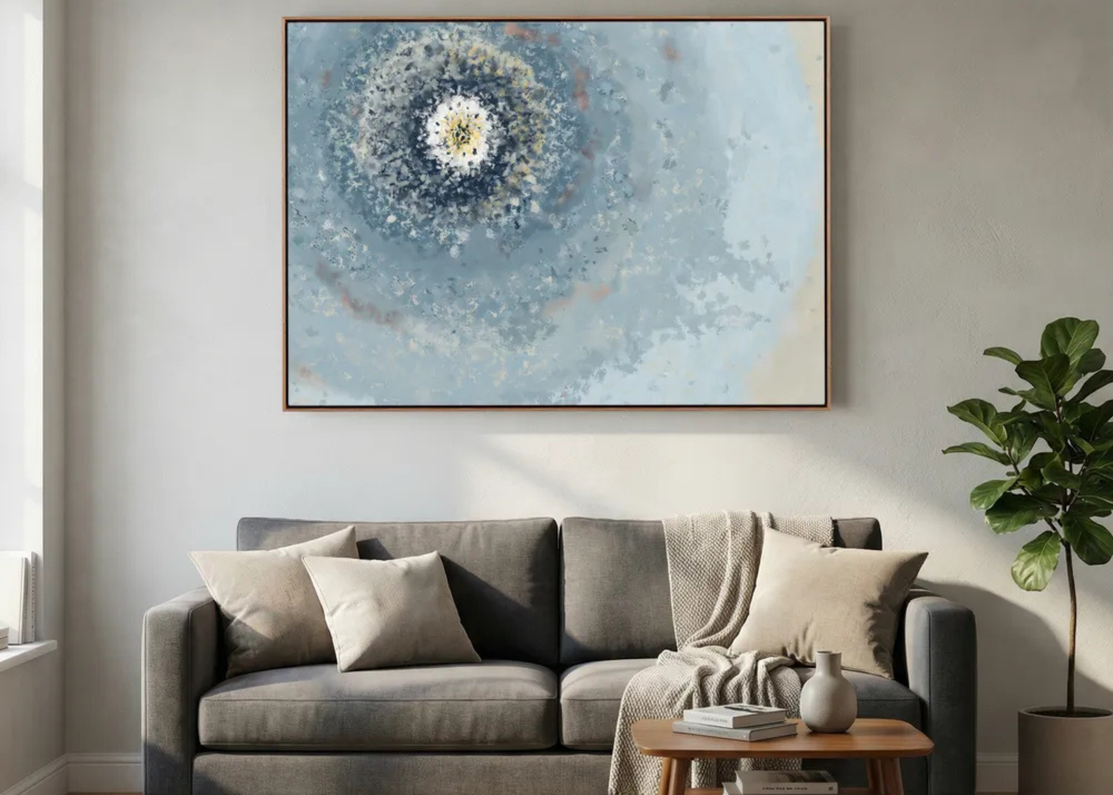 Resonant Emergence | Framed Canvas Print | Abstract Blue Wall Art