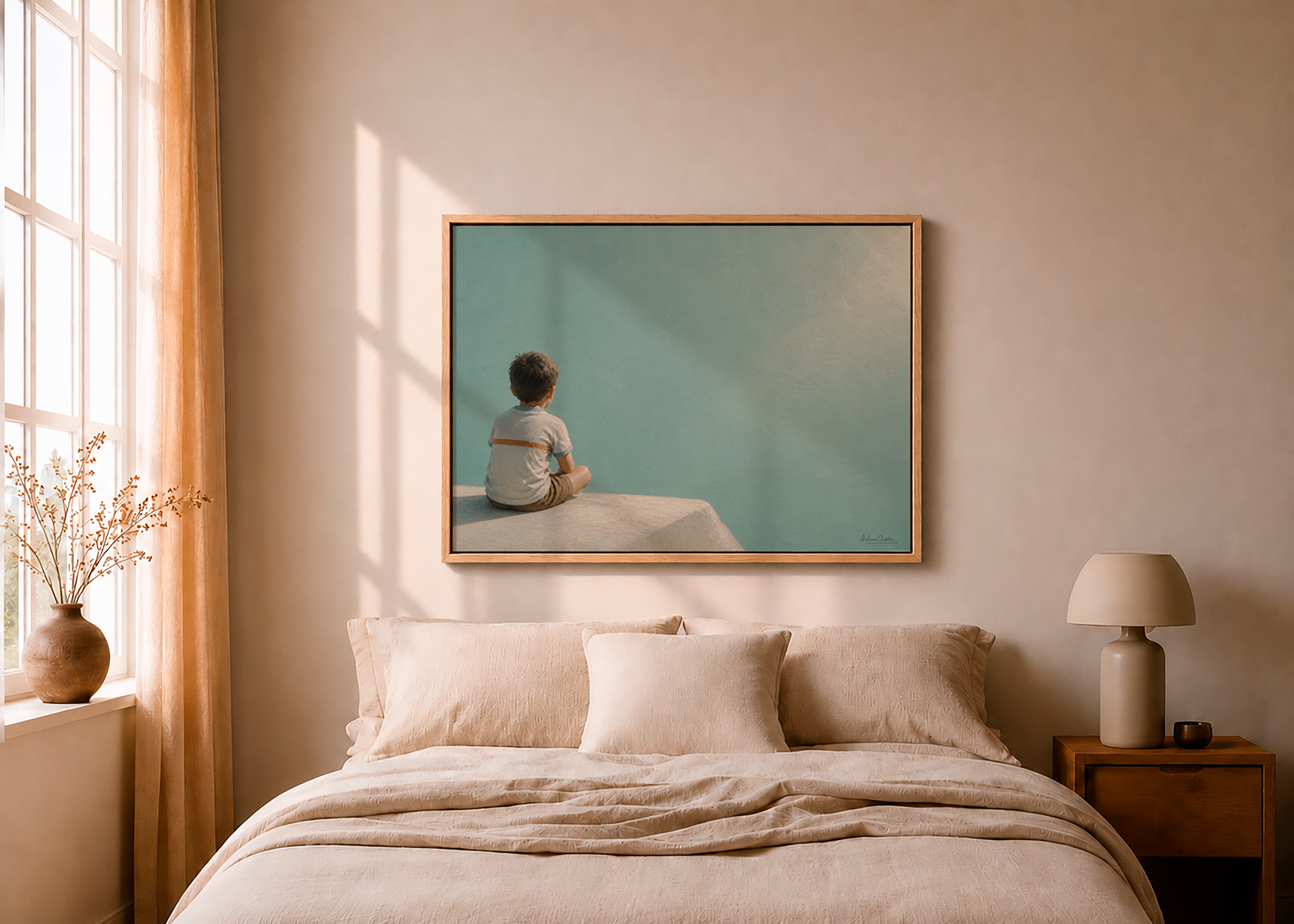 Childhood Memories I | Framed Canvas | Minimalist Wall Art | Nostalgic Child Artwork | Premium Framed Canvas