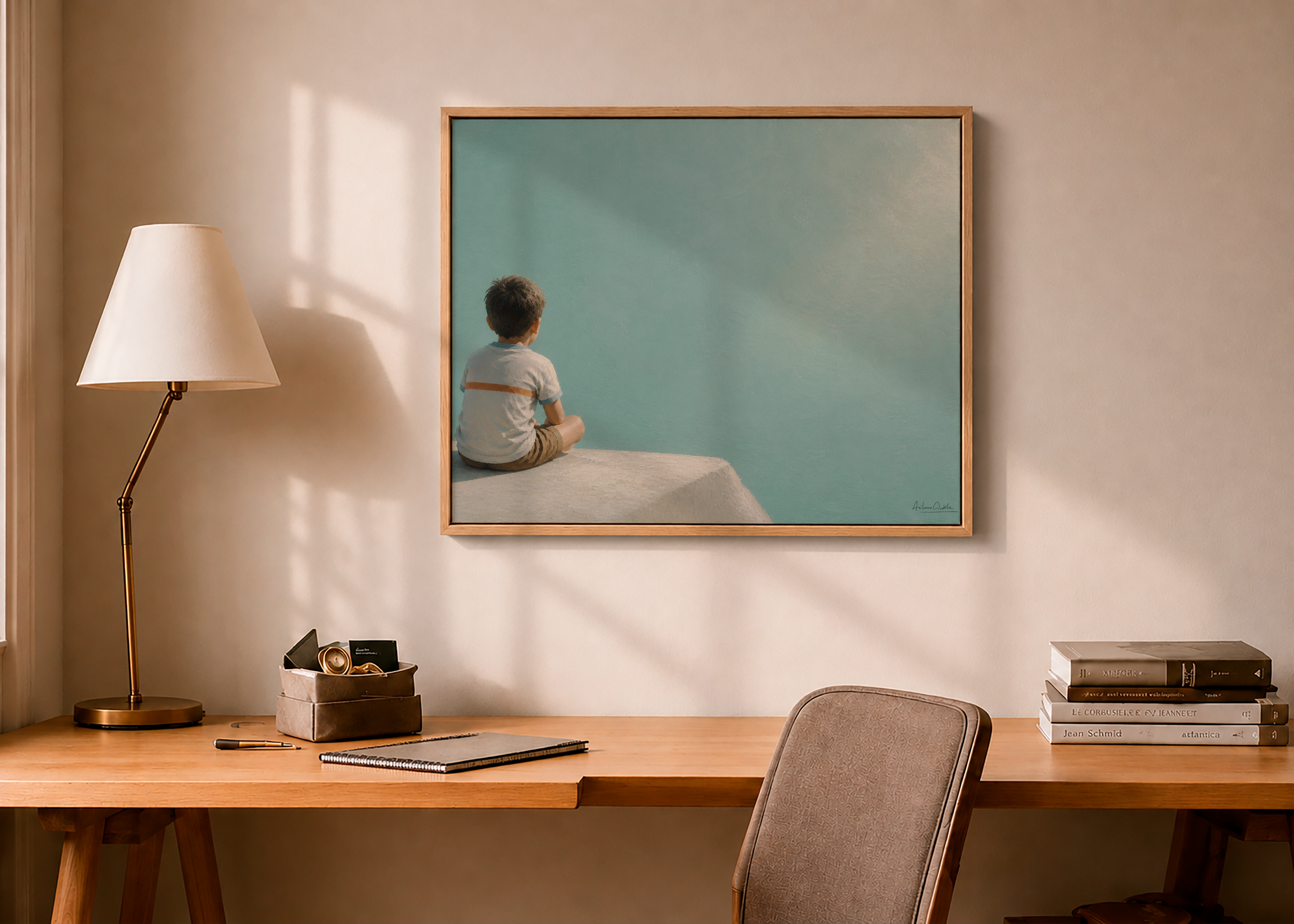 Childhood Memories I | Framed Canvas | Minimalist Wall Art | Nostalgic Child Artwork | Premium Framed Canvas
