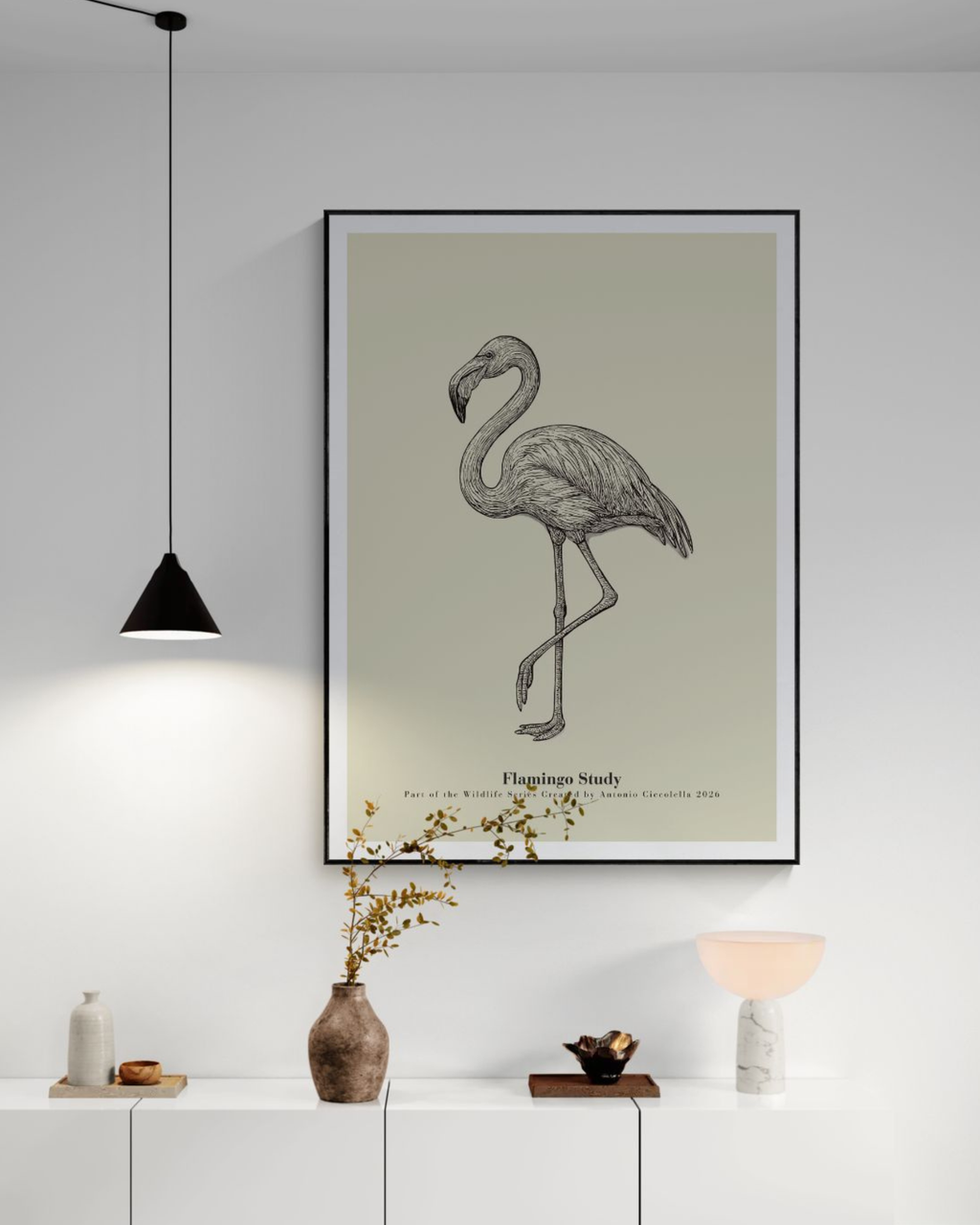 Flamingo Study | Vintage Flamingo Fine Art Print
