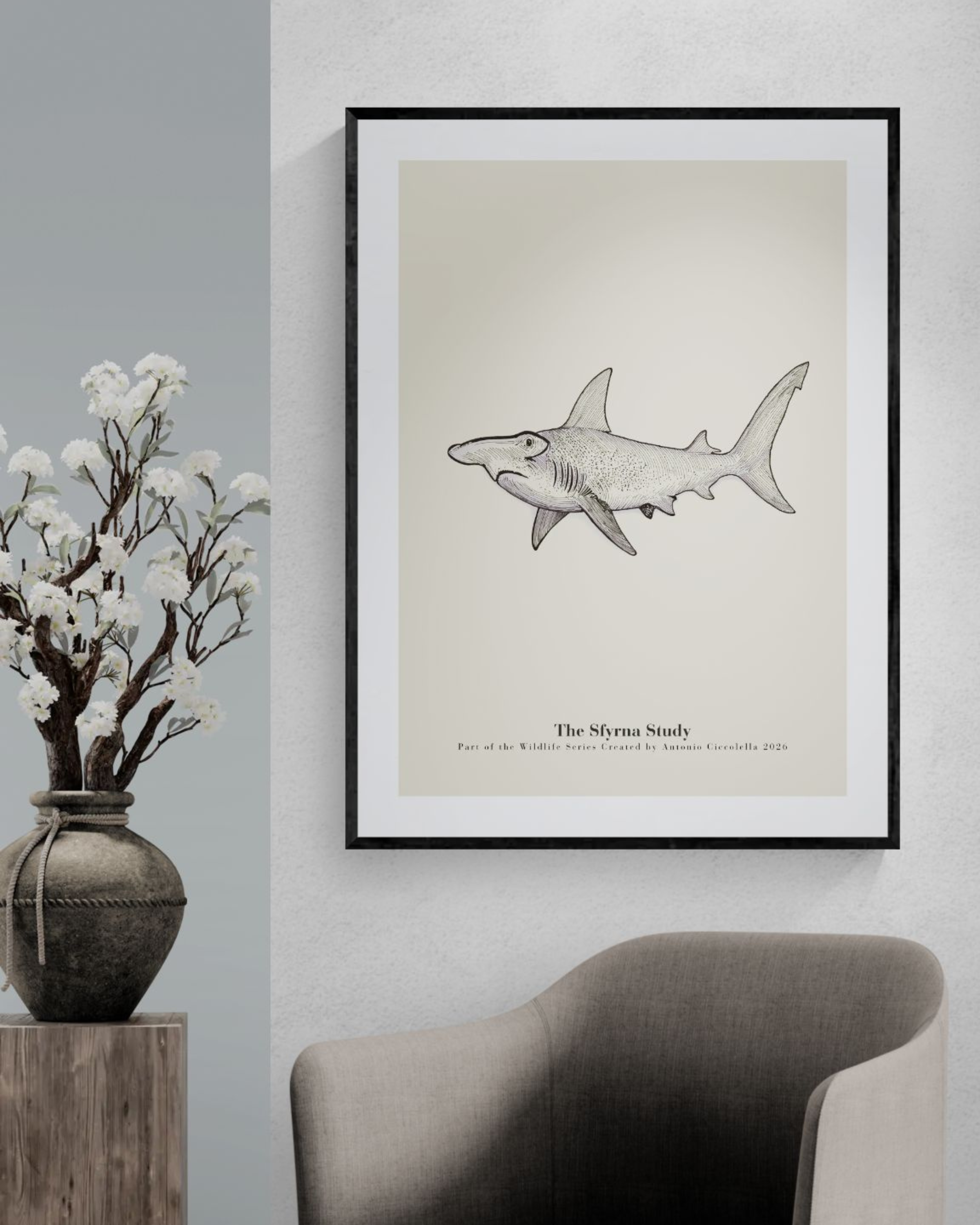 The Sfyrna Study | Vintage Hammerhead Shark Fine Art Print