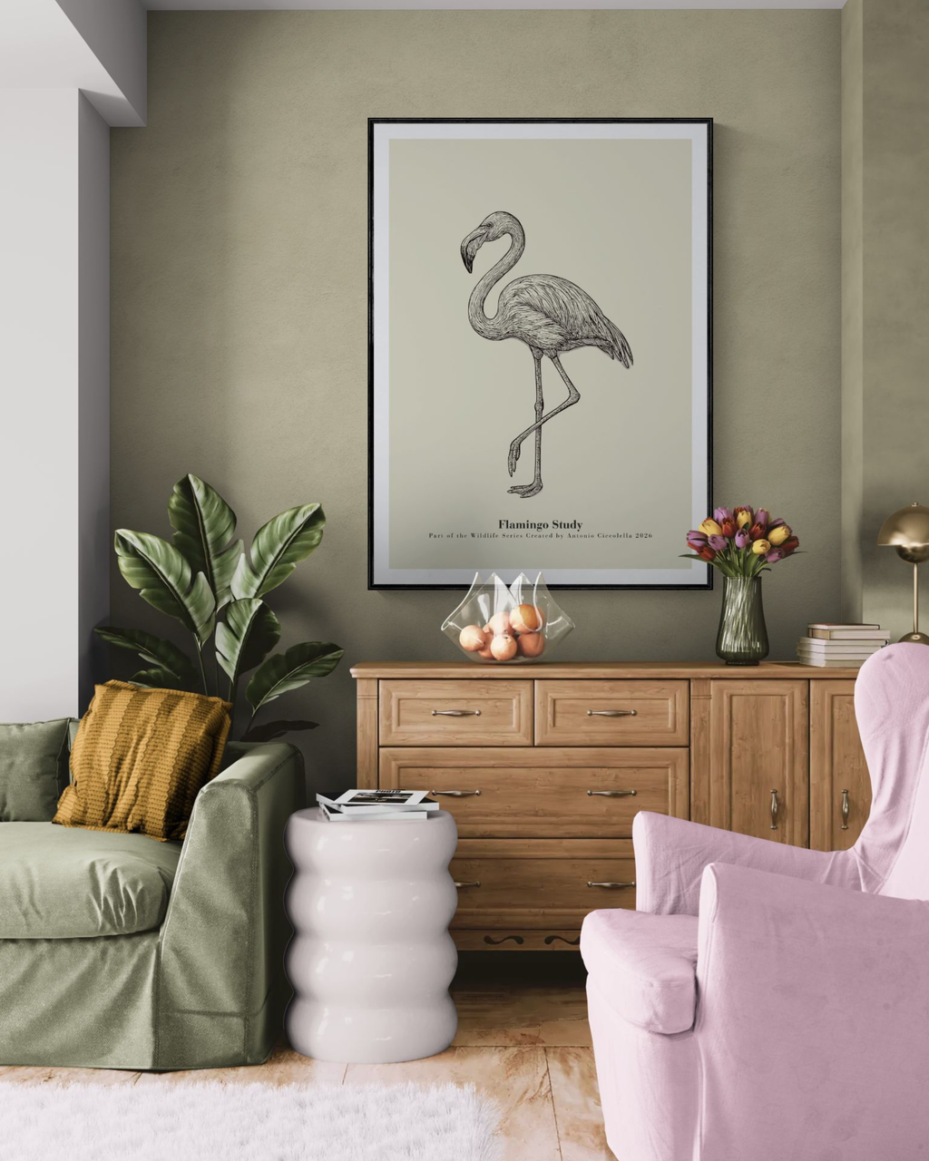 Flamingo Study | Vintage Flamingo Fine Art Print