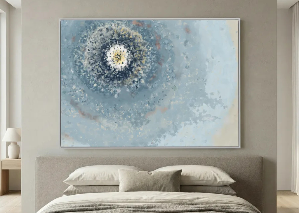 Resonant Emergence | Framed Canvas Print | Abstract Blue Wall Art