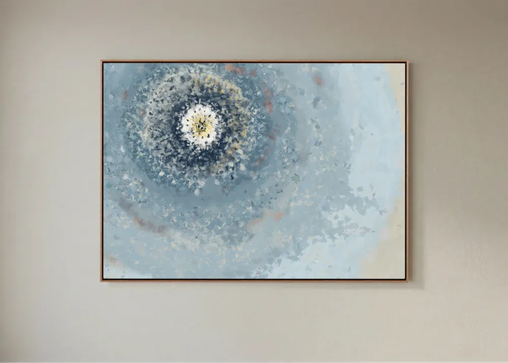 Resonant Emergence | Framed Canvas Print | Abstract Blue Wall Art
