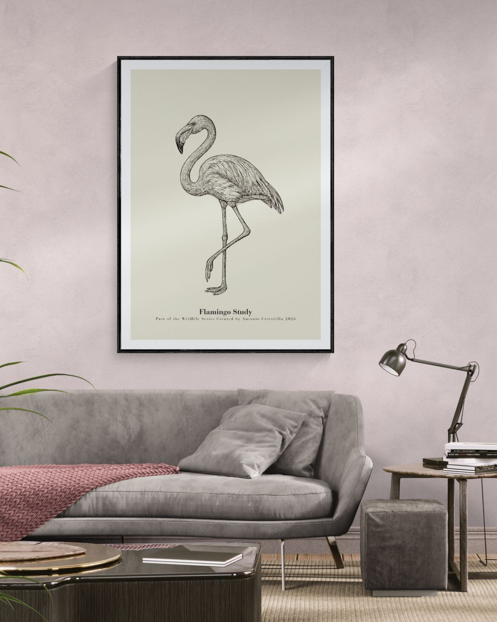 Flamingo Study | Vintage Flamingo Fine Art Print