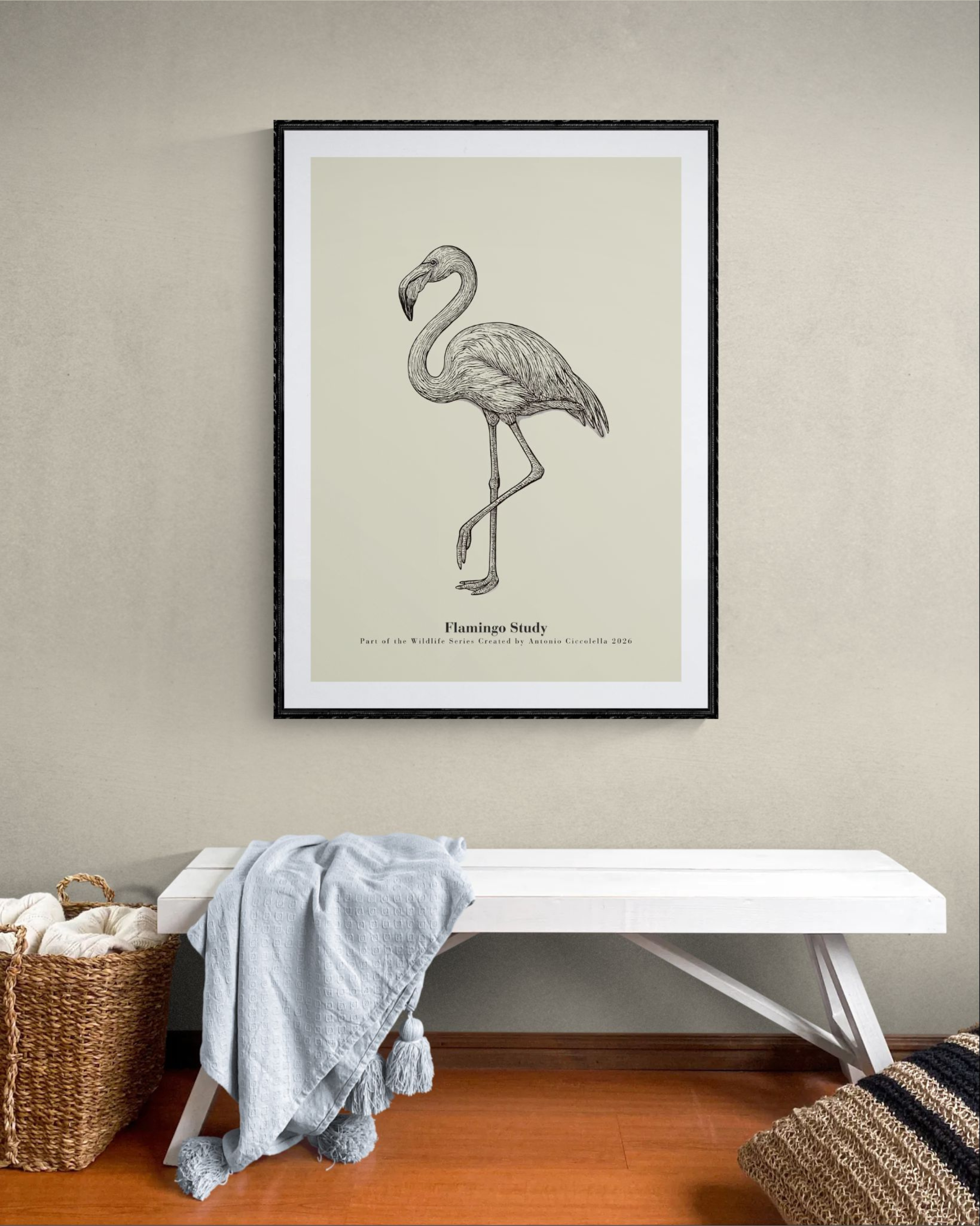 Flamingo Study | Vintage Flamingo Fine Art Print