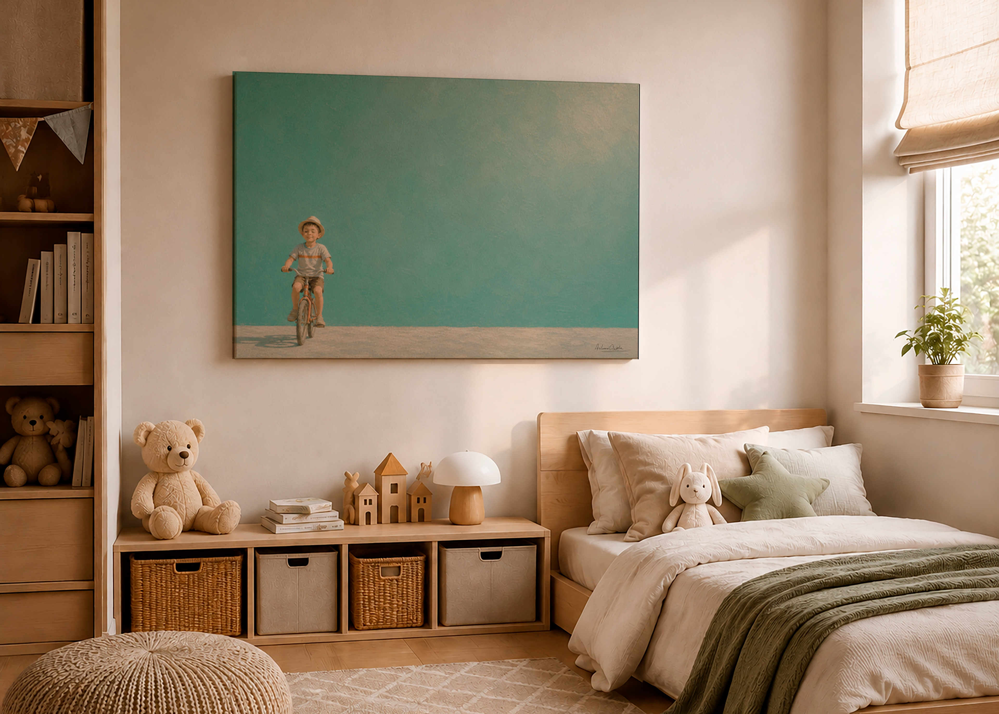 Childhood Memories II | Canvas Print | Stretched Canvas | Minimalist Wall Art | Nostalgic Child Artwork | Museum-Quality Giclée Canvas