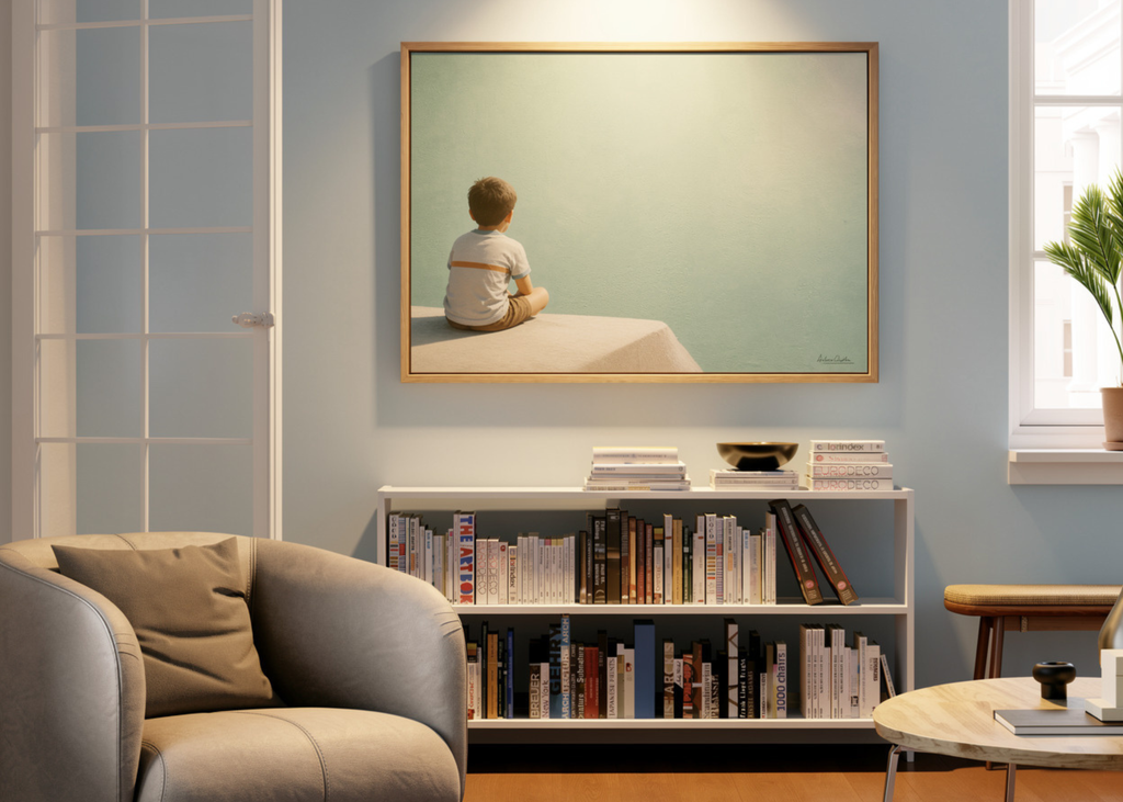 Childhood Memories I | Framed Canvas | Minimalist Wall Art | Nostalgic Child Artwork | Premium Framed Canvas