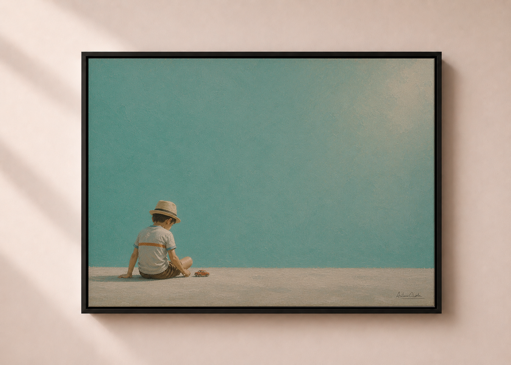 Childhood Memories IV | Framed Canvas | Minimalist Child Wall Art | Nostalgic Artwork