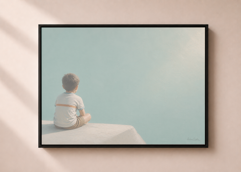 Childhood Memories I | Framed Canvas | Minimalist Wall Art | Nostalgic Child Artwork | Premium Framed Canvas