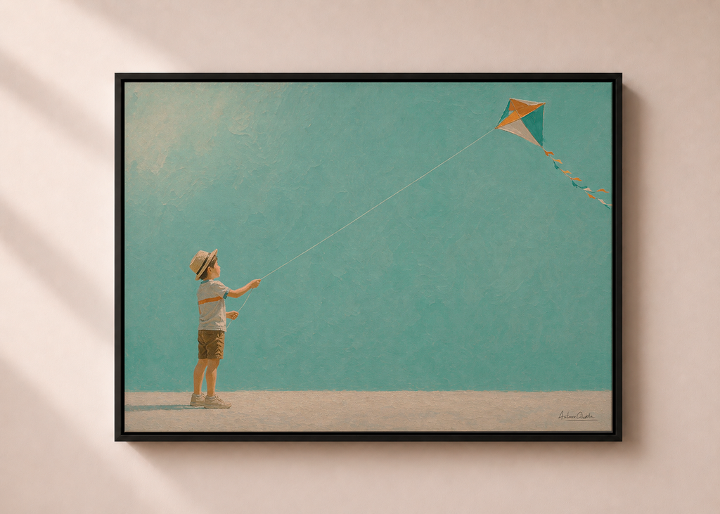 Childhood Memories III | Framed Canvas | Minimalist Child Wall Art | Nostalgic Artwork