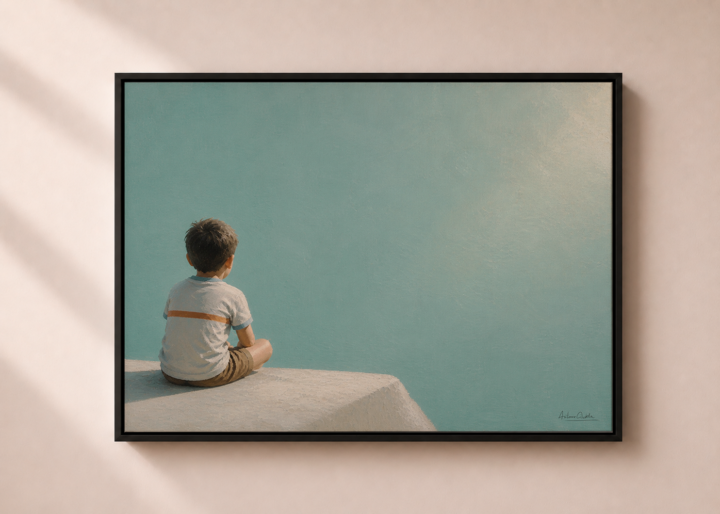 Childhood Memories I | Framed Canvas | Minimalist Wall Art | Nostalgic Child Artwork | Premium Framed Canvas