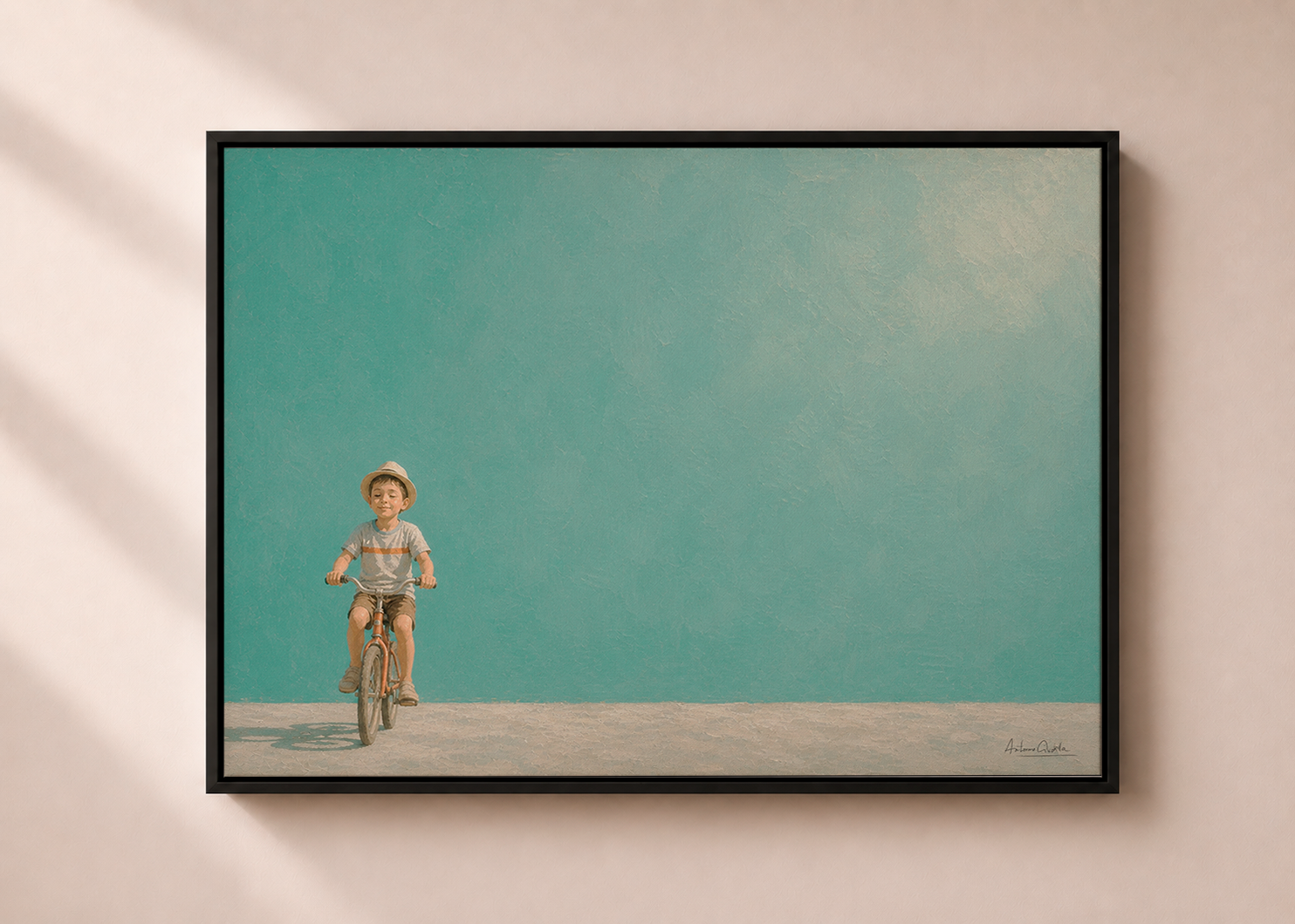 Childhood Memories II | Framed Canvas | Minimalist Child Wall Art | Nostalgic Artwork