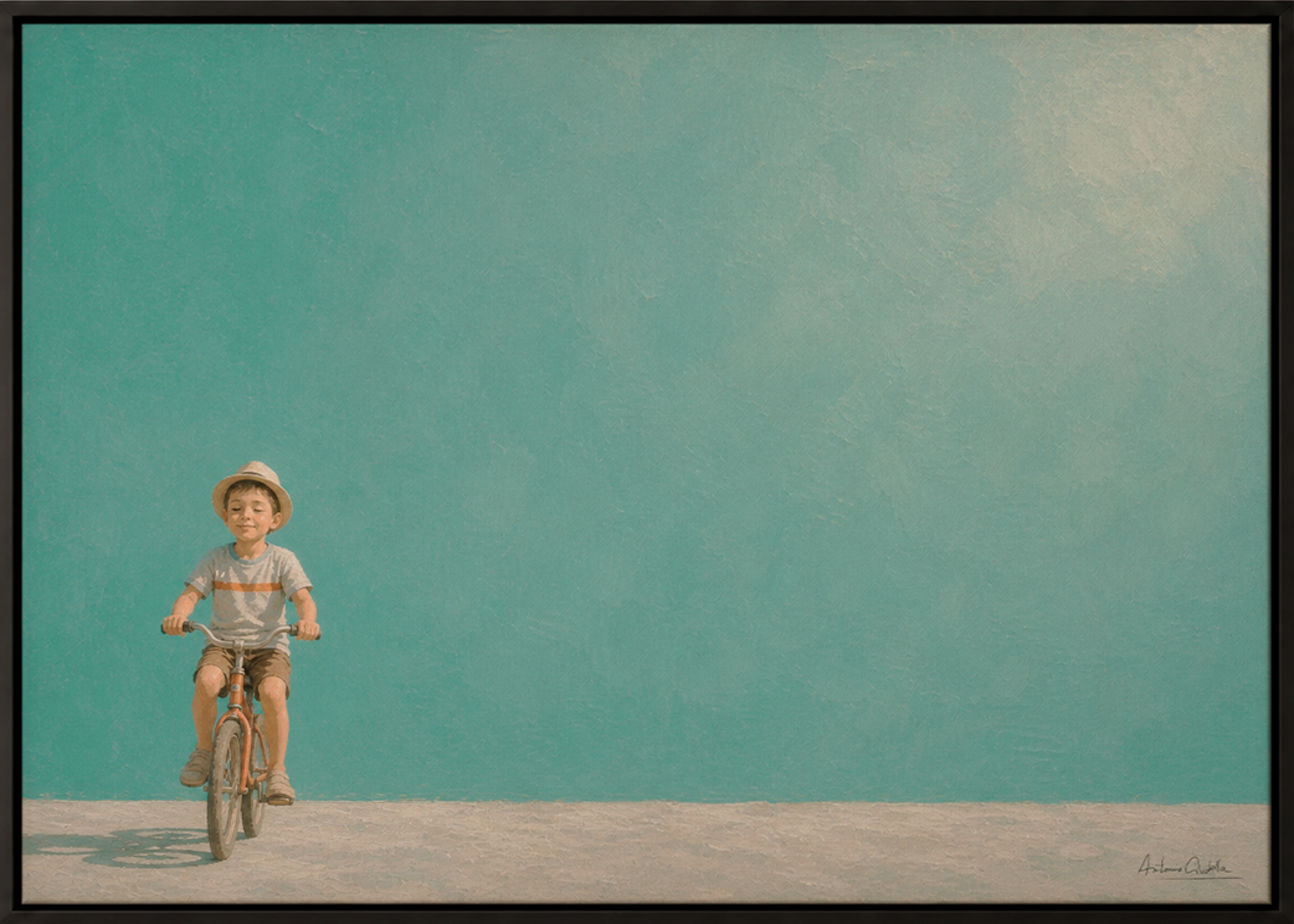 Childhood Memories II | Framed Canvas | Minimalist Child Wall Art | Nostalgic Artwork