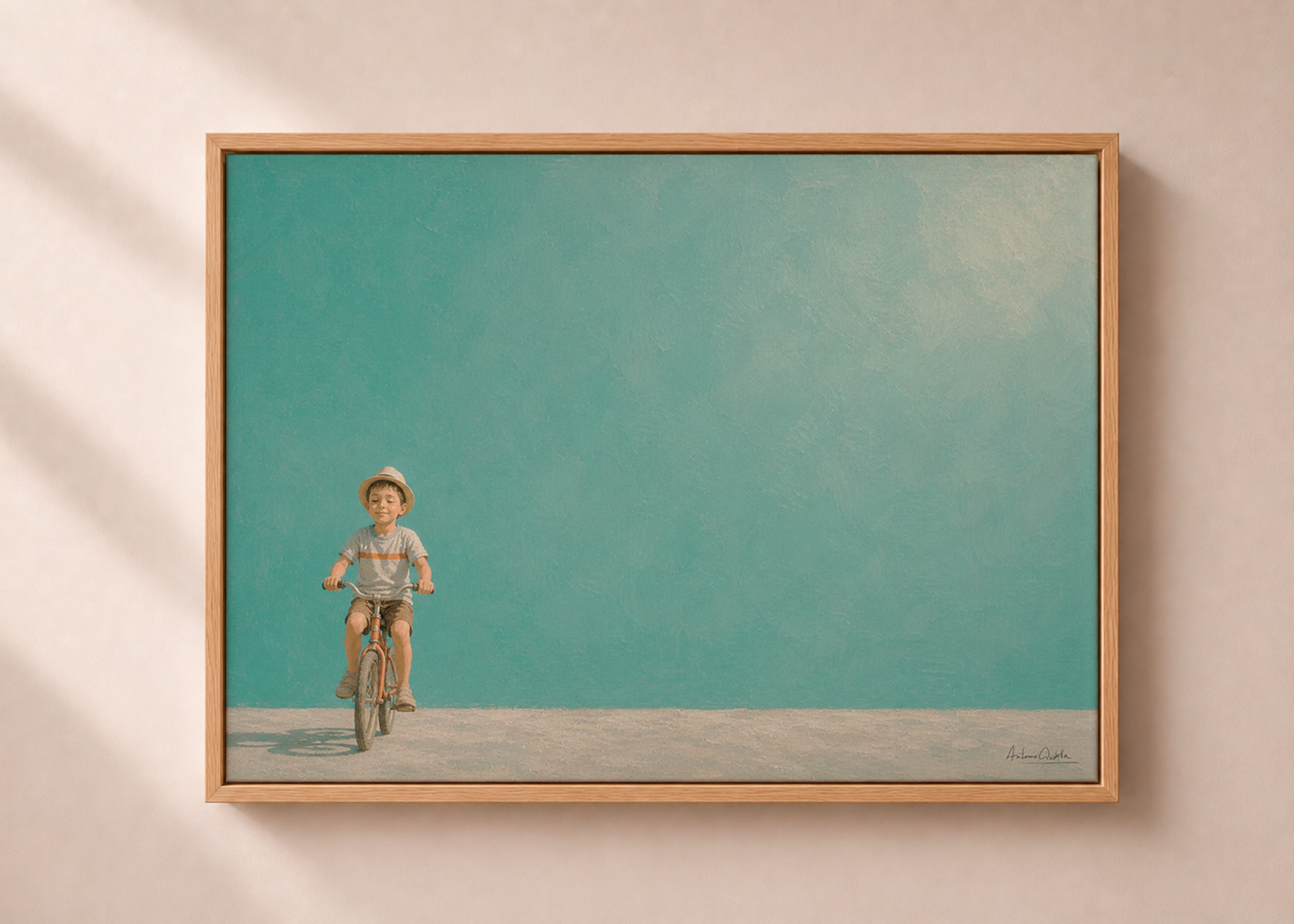 Childhood Memories II | Framed Canvas | Minimalist Child Wall Art | Nostalgic Artwork