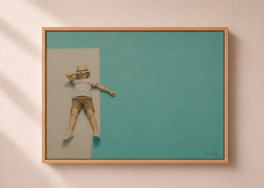 Childhood Memories VII | Framed Canvas | Minimalist Child Wall Art | Nostalgic Artwork
