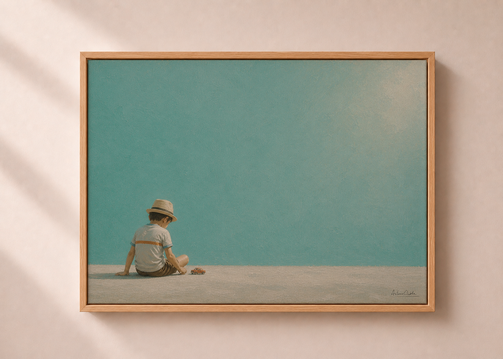 Childhood Memories IV | Framed Canvas | Minimalist Child Wall Art | Nostalgic Artwork